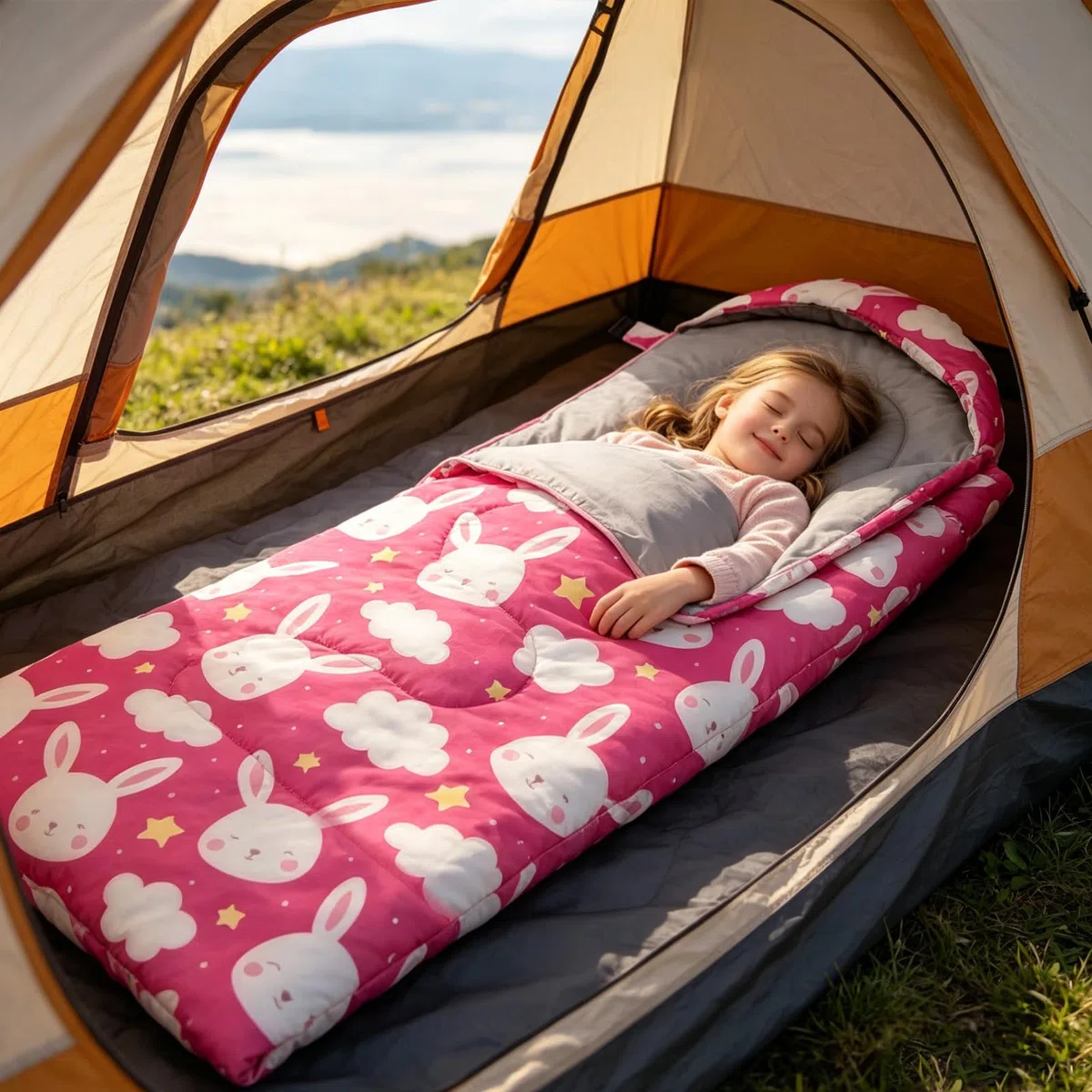 Sacchi a pelo per bambini, sacco a pelo da campeggio con borsa per il trasporto, sacco a pelo compatto per escursionismo, zaino in spalla 3 stagioni, clima caldo e fresco, leggero, impermeabile, da