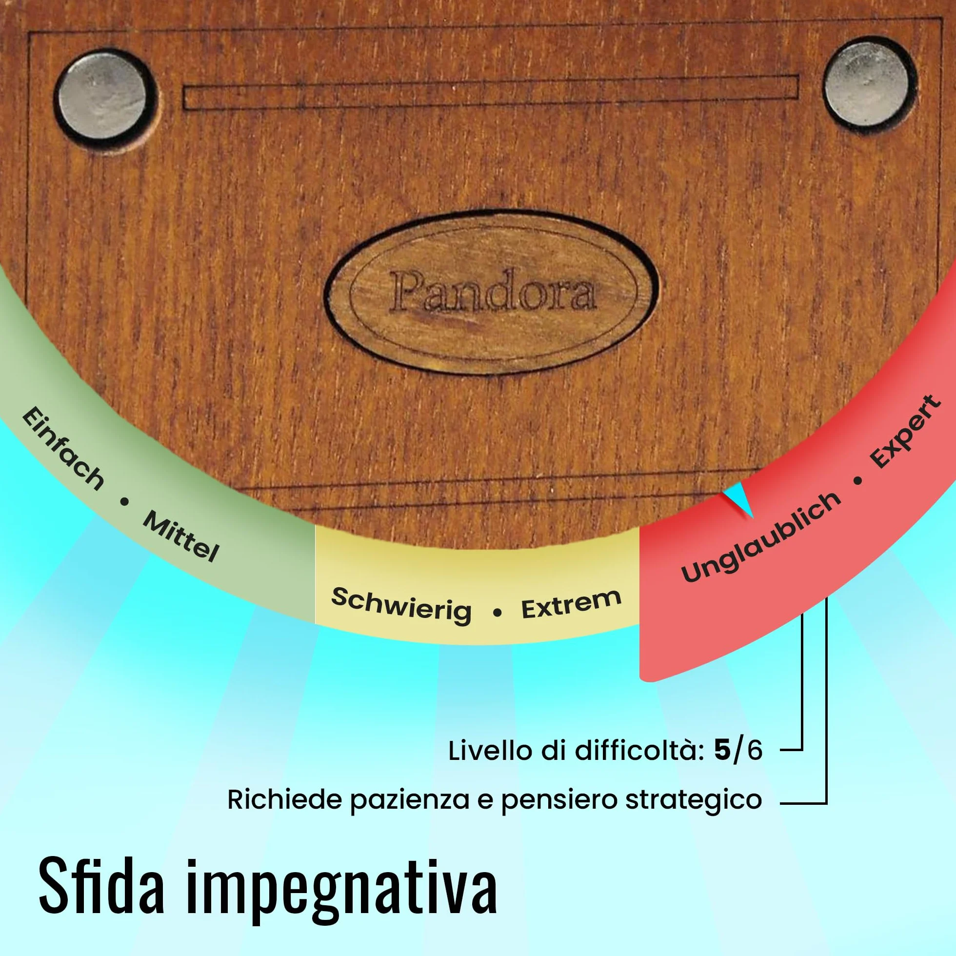 Logica Giochi - Pandora Box - Lo Scrigno Segreto - Puzzle in legno - Cofanetto segreto - Difficoltà 5/6 Incredibile - Collezione Leonardo