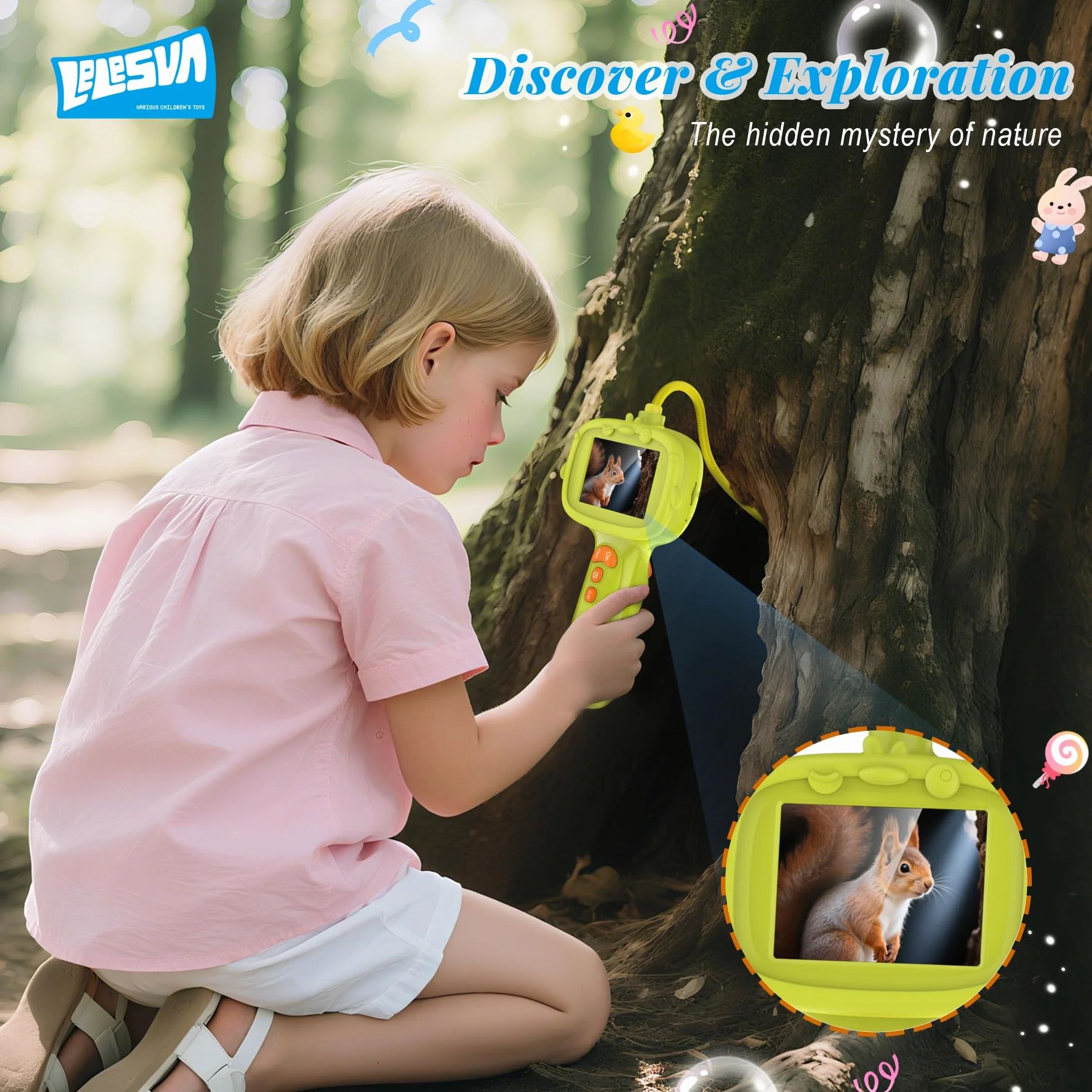 Endoscopio per bambini con luce, telecamera a serpente con boroscopio unico, giocattoli educativi scientifici per regali di compleanno di Natale per bambini di 3 4 5 6 7 8 9 10 anni