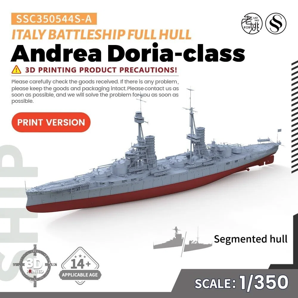 MRY-SFW 1/350 Modello Militare Italiano Classe Andrea Doria Corazzata Versione Sottobordo Kit Navy