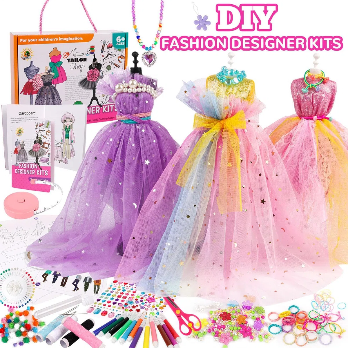 Fashion Studio Kit per ragazze, kit di e mestieri, studio di creativo con 2 manichini per ragazze 6 anni in su, Halloween, festa dei bambini, compleanno, Ringraziamento, Natale