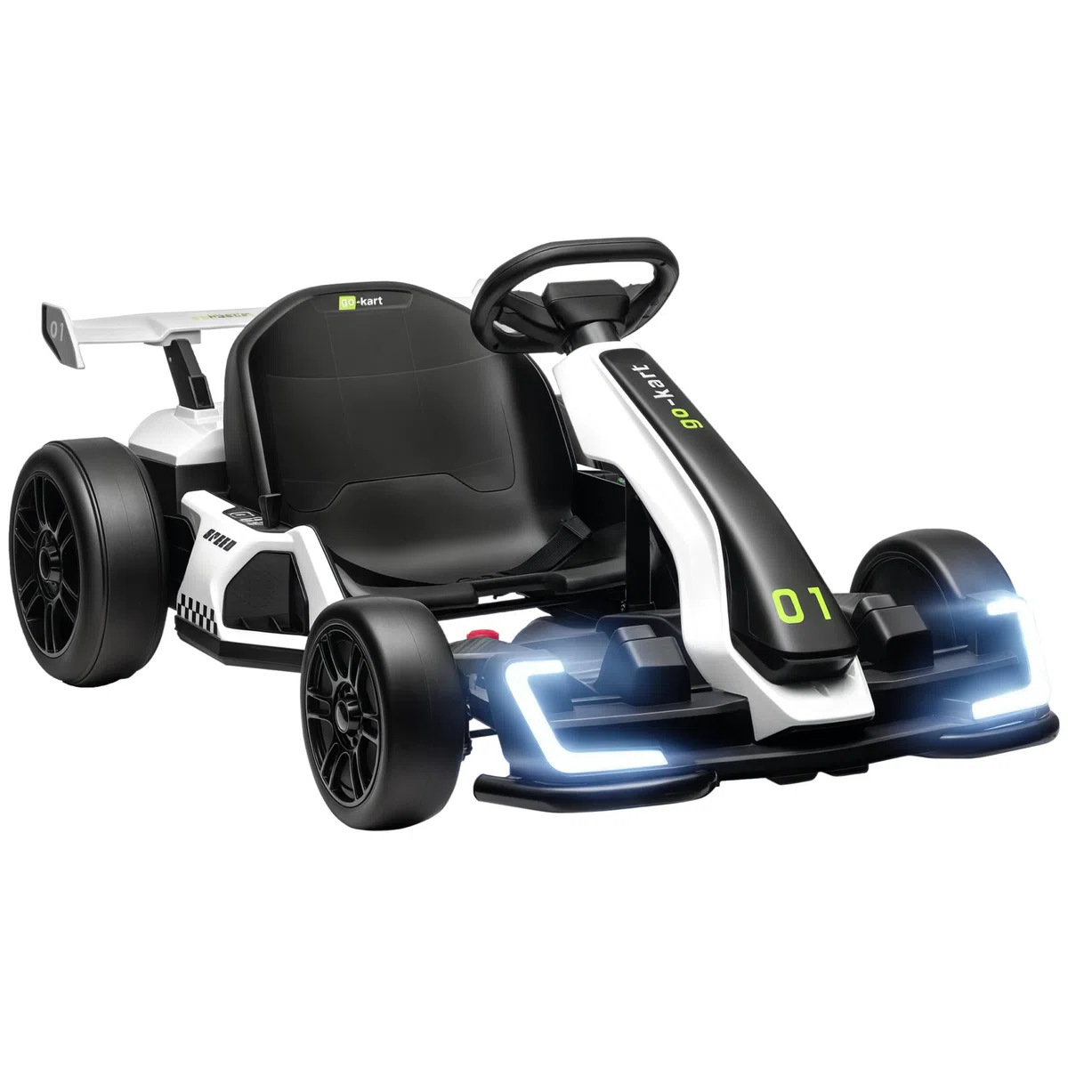 HOMCOM Go Kart Elettrico Bambini 24V 2 Motori Drift Sedile Regolabile Bianco