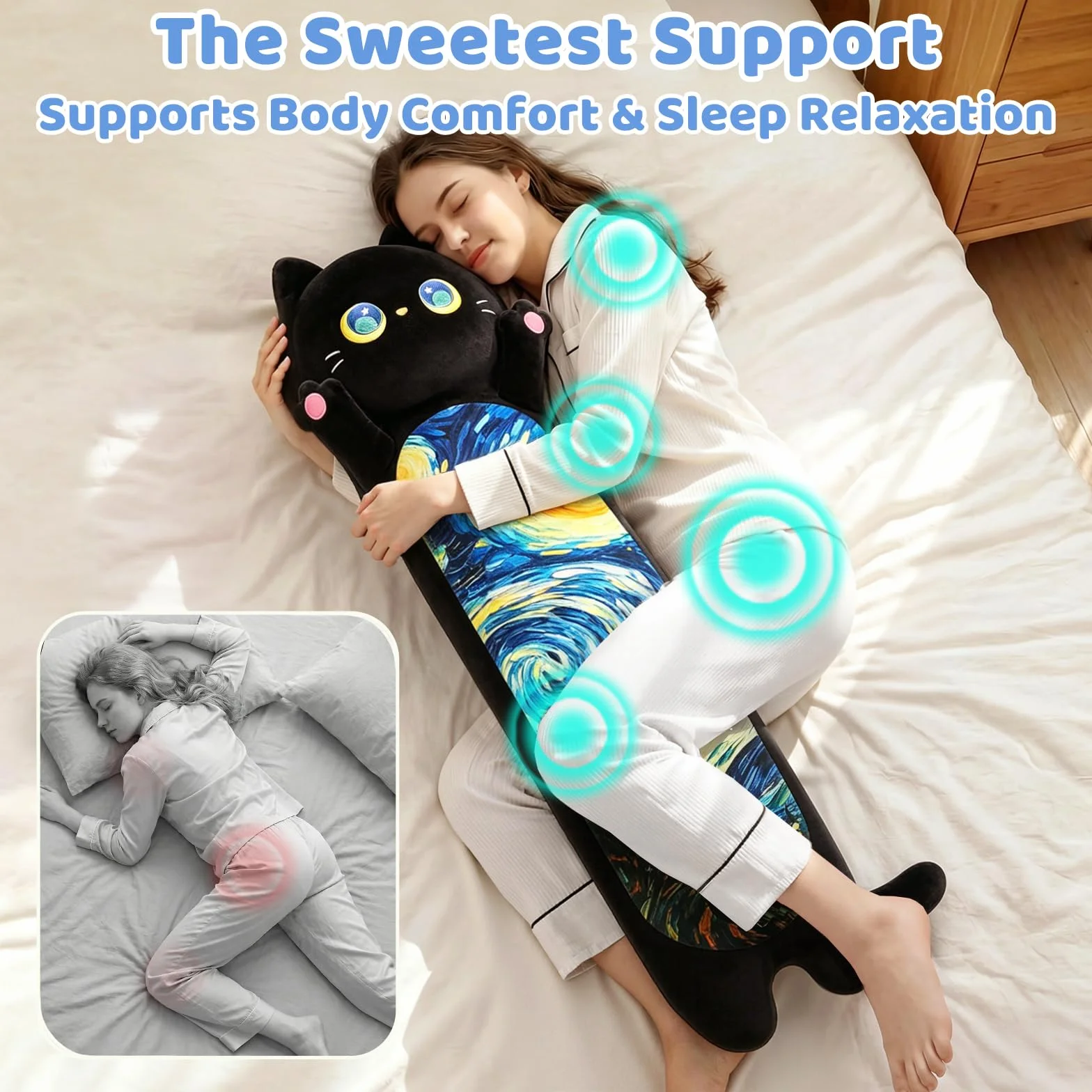 Mewaii Peluche Gatto Cuscino Lungo per Bambina 110CM Pupazzo Kawaii Giocattoli Gigante Abbraccio Morbido Cuscino Giocattolo Compleanno Regali per Lei Ragazza