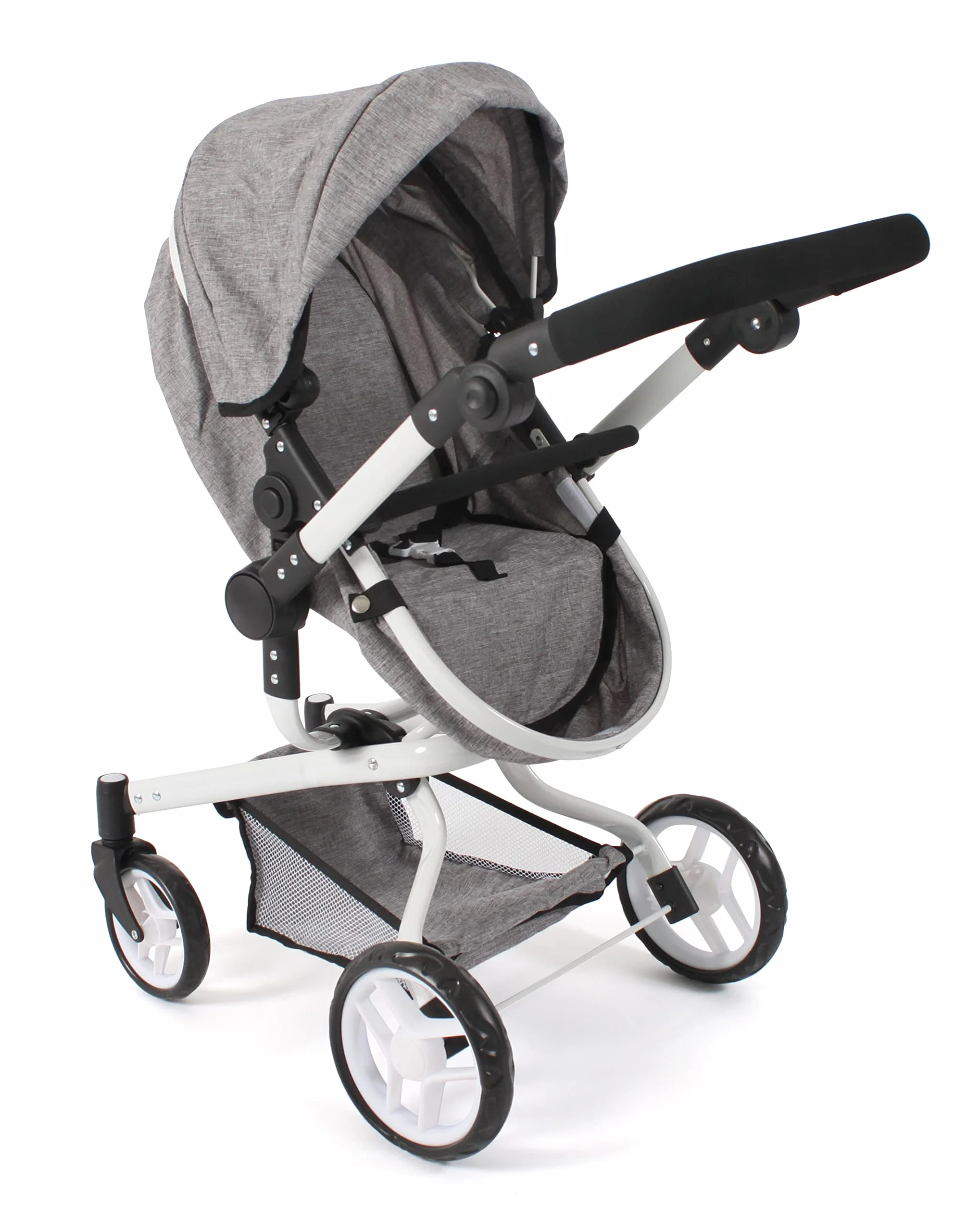 Passeggino per bambole Yolo 2 in 1 per bambini dai 4 agli 8 anni, colore: grigio jeans