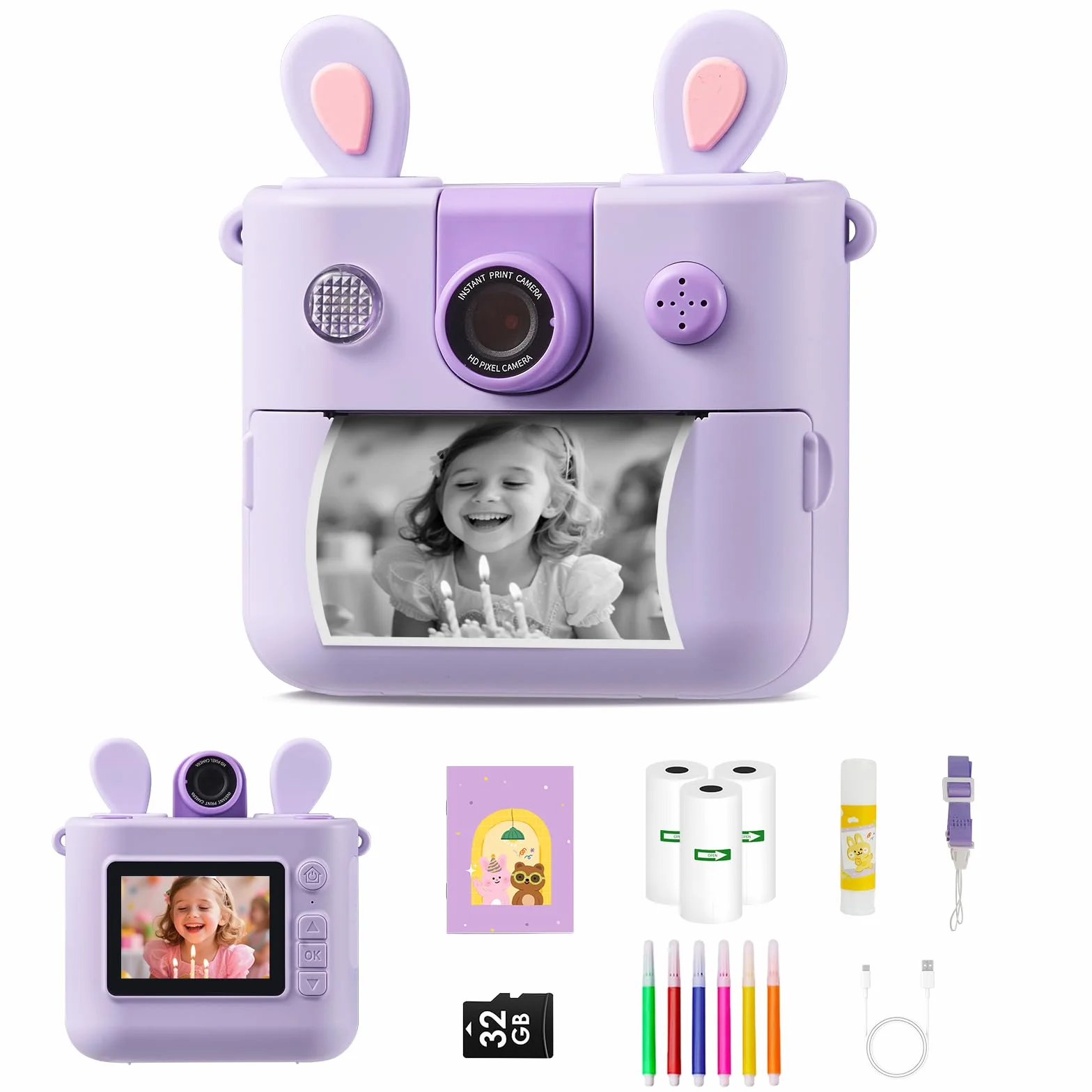 ORGSTA Macchina Fotografica Bambini Istantanea Fotocamera Digitale Stampa Foto dal Cellulare Stampante Fotografica Regali per Bambina Bambino 3-12 Anni