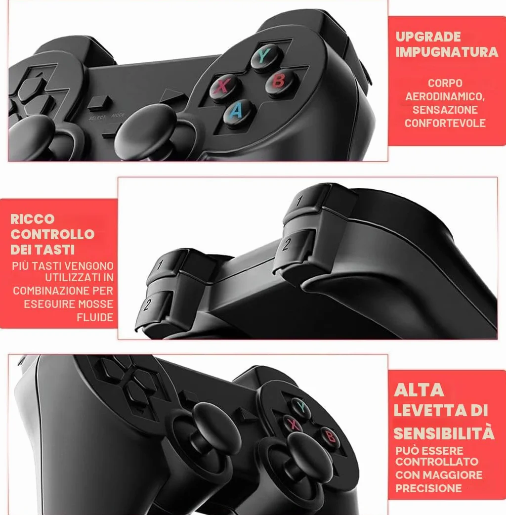 Console di giochi retrò da 128 GB con 38.000 giochi integrati, controller wireless, uscita HDMI per TV, game stick 4K ×2, regalo per bambini e adulti