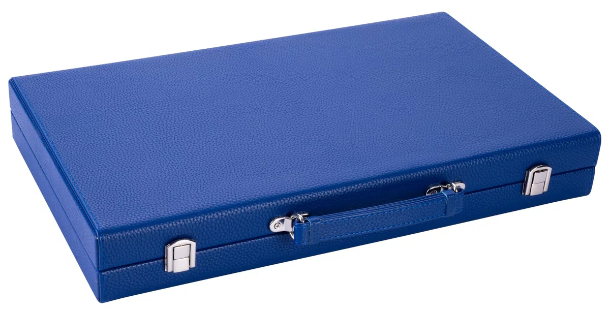 Engelhart - 250521 - Backgammon Deluxe 15" (38 cm) - Gioco di Strategia in Valigetta Elegante - Similpelle, Feltro, Pedine e Dadi Perlati
