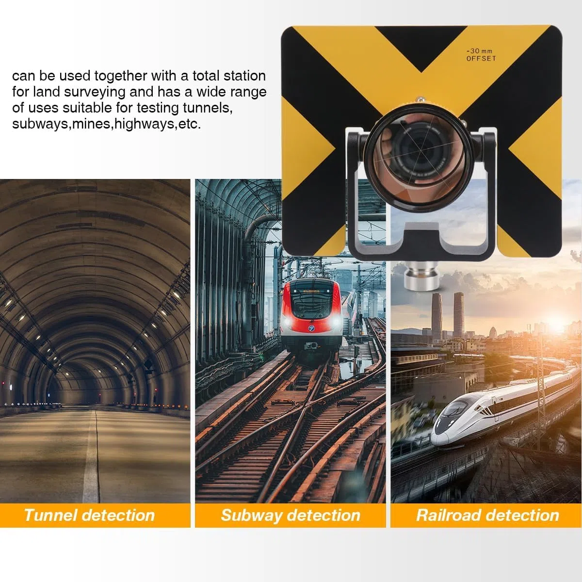 Prisma singola inclinazione da 64 mm, vetro ottico a membrana rossa K9 con filo da 5/8 "x11 per il rilevamento della terra Accessorio per la stazione totale per tunnel mine sondaggio sulle