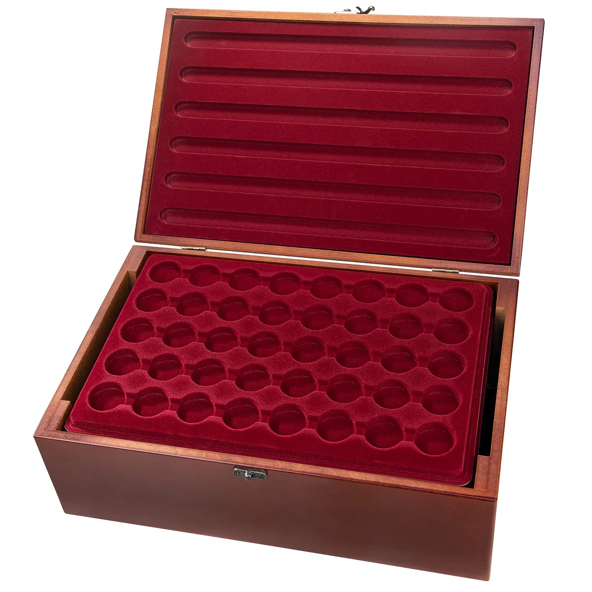 MC.Sammler - Valigetta portamonete in legno, 10 scomparti per 400 monete da 2 euro in capsule fino a 31 mm (valigetta senza capsule)