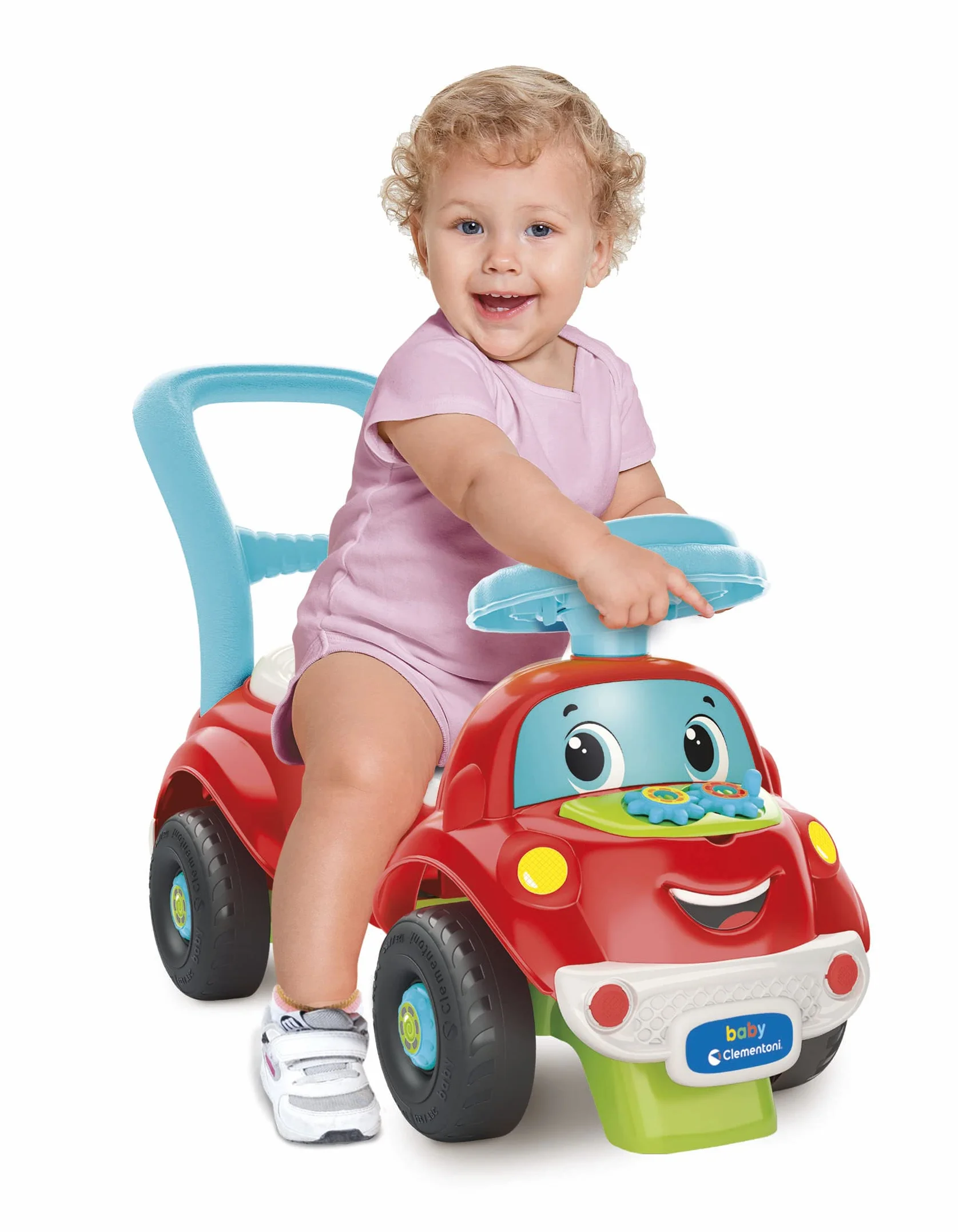 Clementoni Baby Nicolò Go Go 3 in 1, Macchinina Bambino 1 Anno, Gioco Prima Infanzia Primi Passi, Cavalcabile e Centro Attività Italiano e Inglese, Stimola Motilità e Curiosità, Made in Italy, 17747