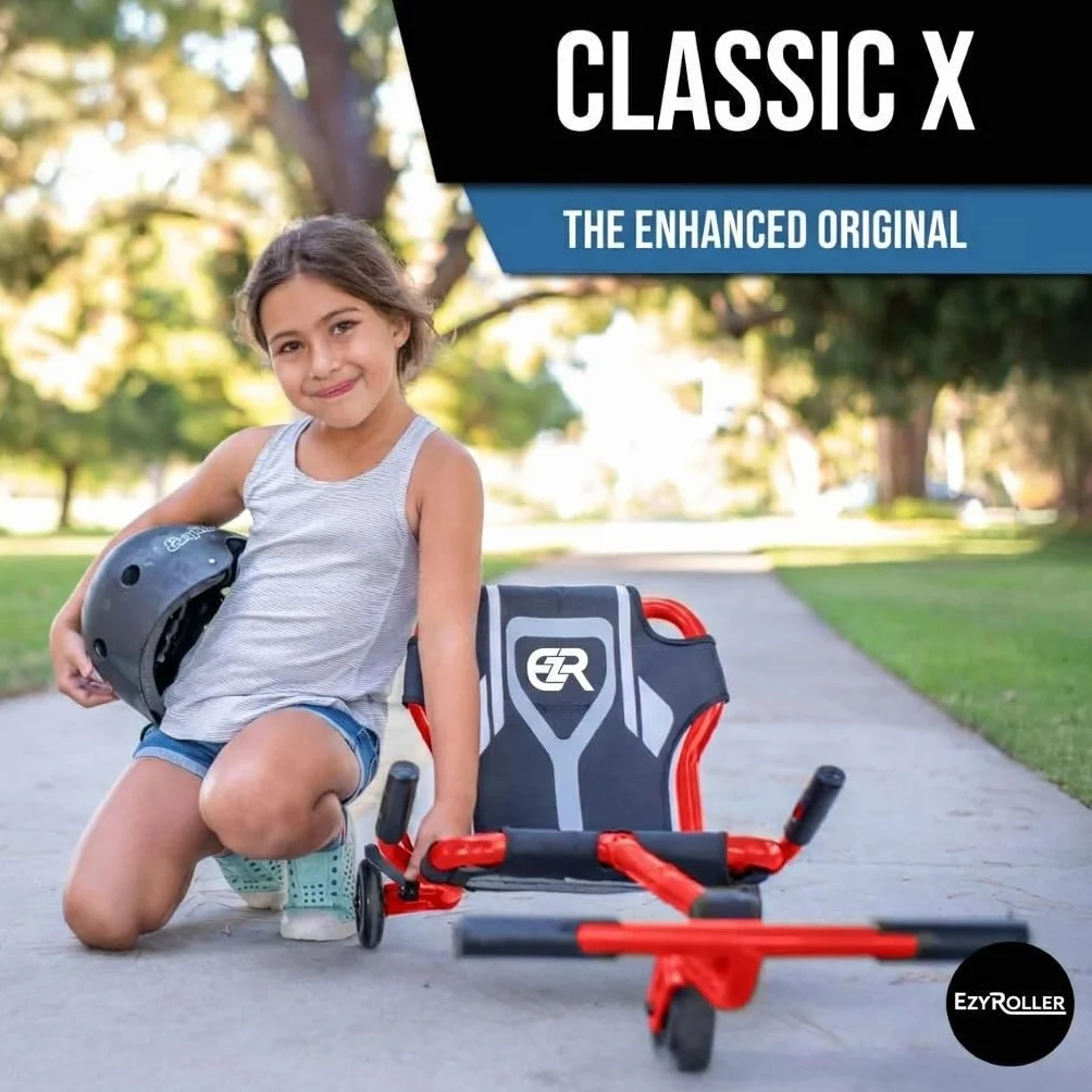 EzyRoller Classic X veicolo per bambini da 4 a 14 anni triciclo trike scooter a tre ruote veicolo divertente a tre ruote (rosso)