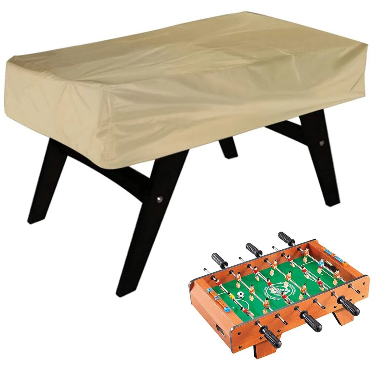 Copertura per Tavolo Calcio,Impermeabile Coperture Protezione per Biliardino per Esterni Interni, Rettangolari Telo Protettiva Custodia per Foosball Table da Esterno(Size:142 x 132 x 38cm,Color:Beig