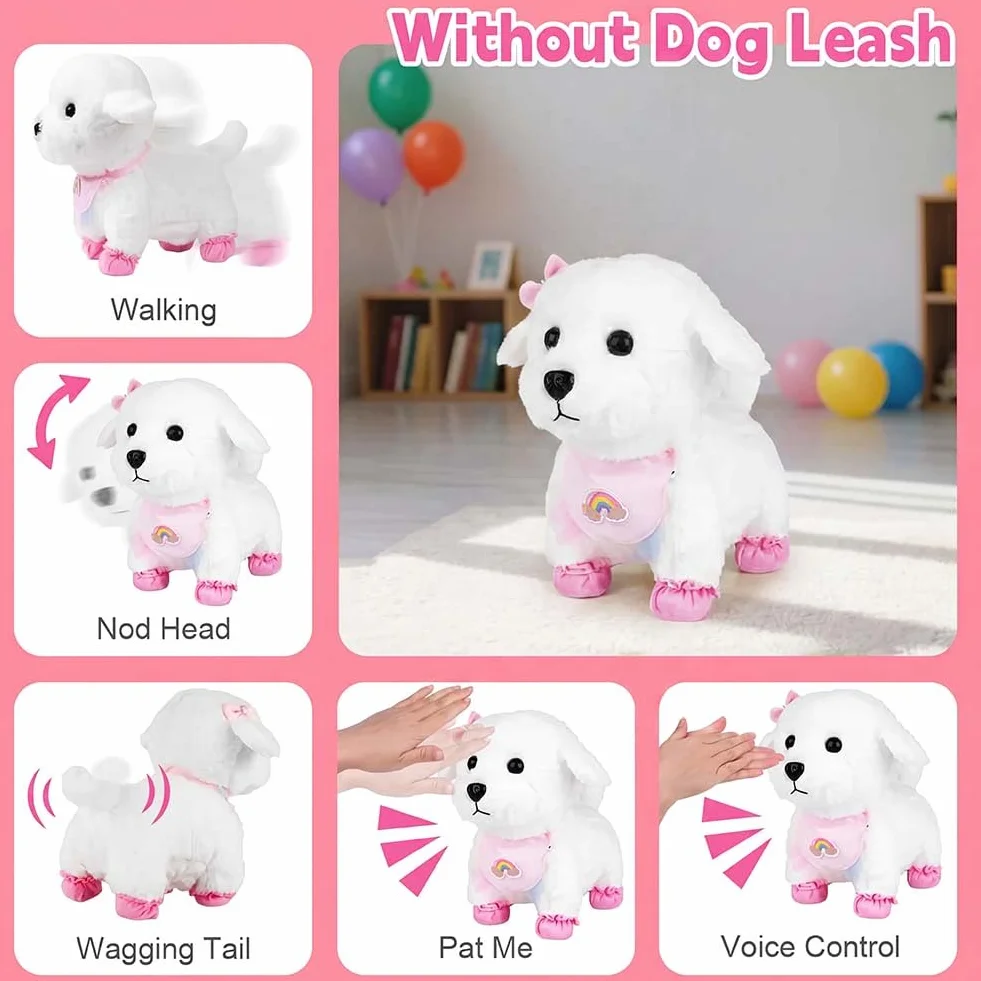 Vicloon Cane Peluche Interattivo Cammina Abbaia Scodinzola Giocattolo per Bambini 14+