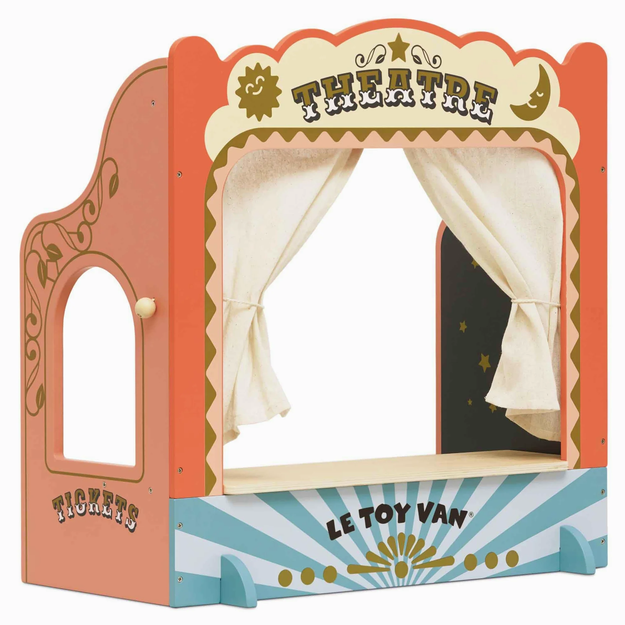 Le Toy Van - TV351 - Teatro Marionette per Bambini, da 3 Anni, teatrino dei burattini in Legno da Tavolo, Gioco di Ruolo, Montessori, Legno FSC Ecologico, 52 x 30 x 55 cm