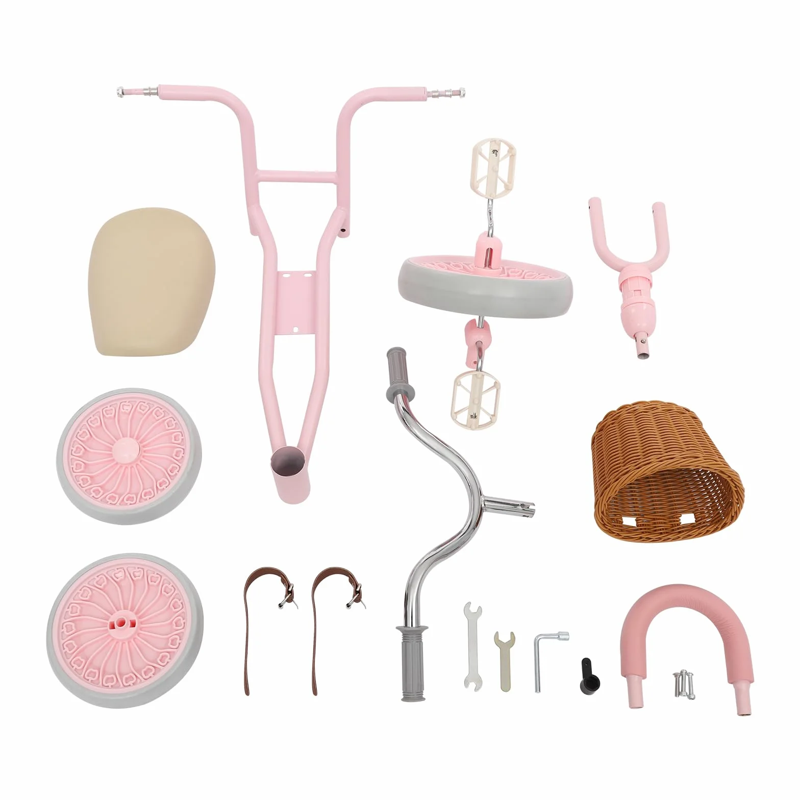Triciclo per Bambini, Triciclo per Bambini con Pedali e Cestino, Triciclo per Imparare a Camminare per Bambini di 2-6 Anni (Rosa)