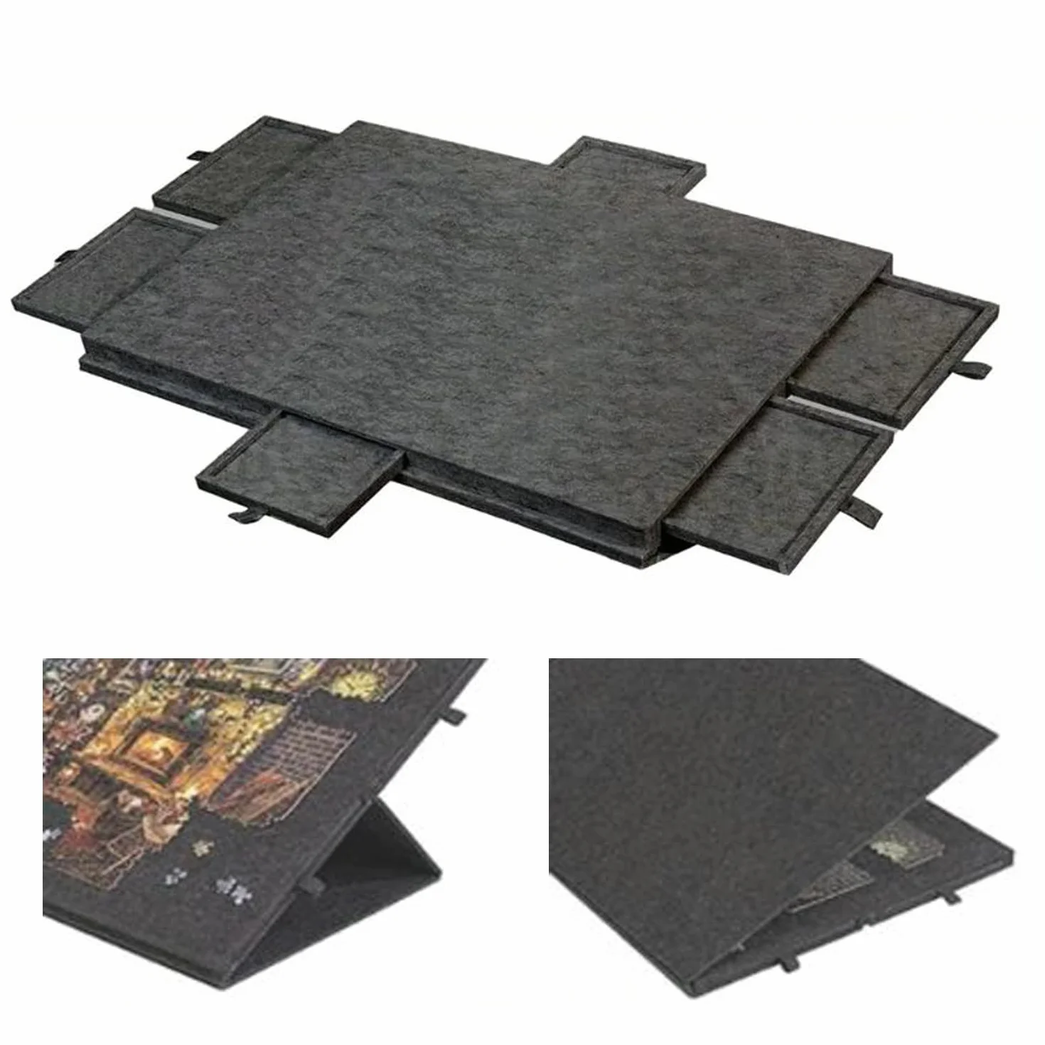 Tavolo per Puzzle，1000 Pezzi con Supporto e Copertura Progettati 2 in 1,Tavolo Inclinabile con 6 Cassetti,Tavolo Puzzle Portatile per Adulti,Leggero in Feltro Plateau,Grigio