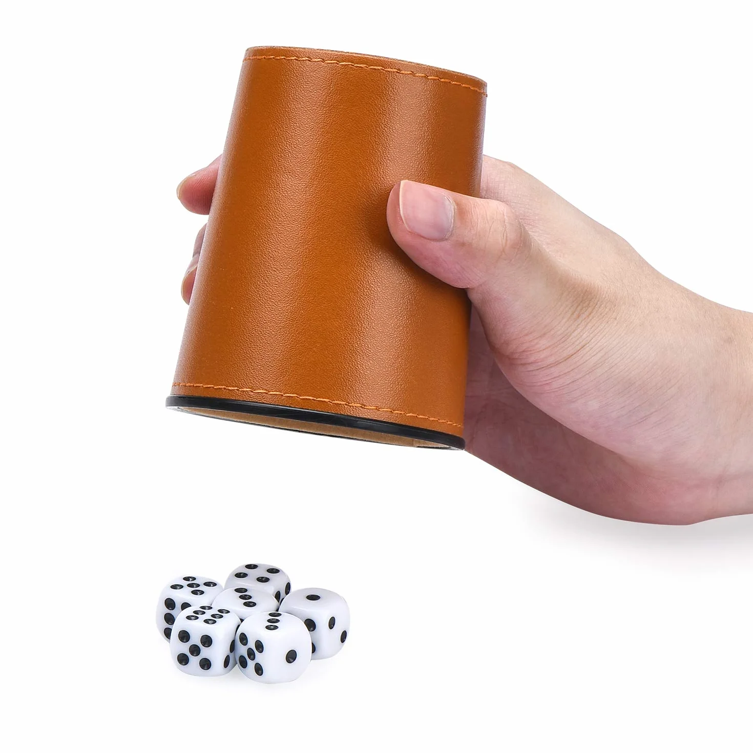 Set di bicchieri per dadi in pelle 5X con 25 dadi, custodia in ecopelle con chiusura magnetica per Farkle Yahtzee
