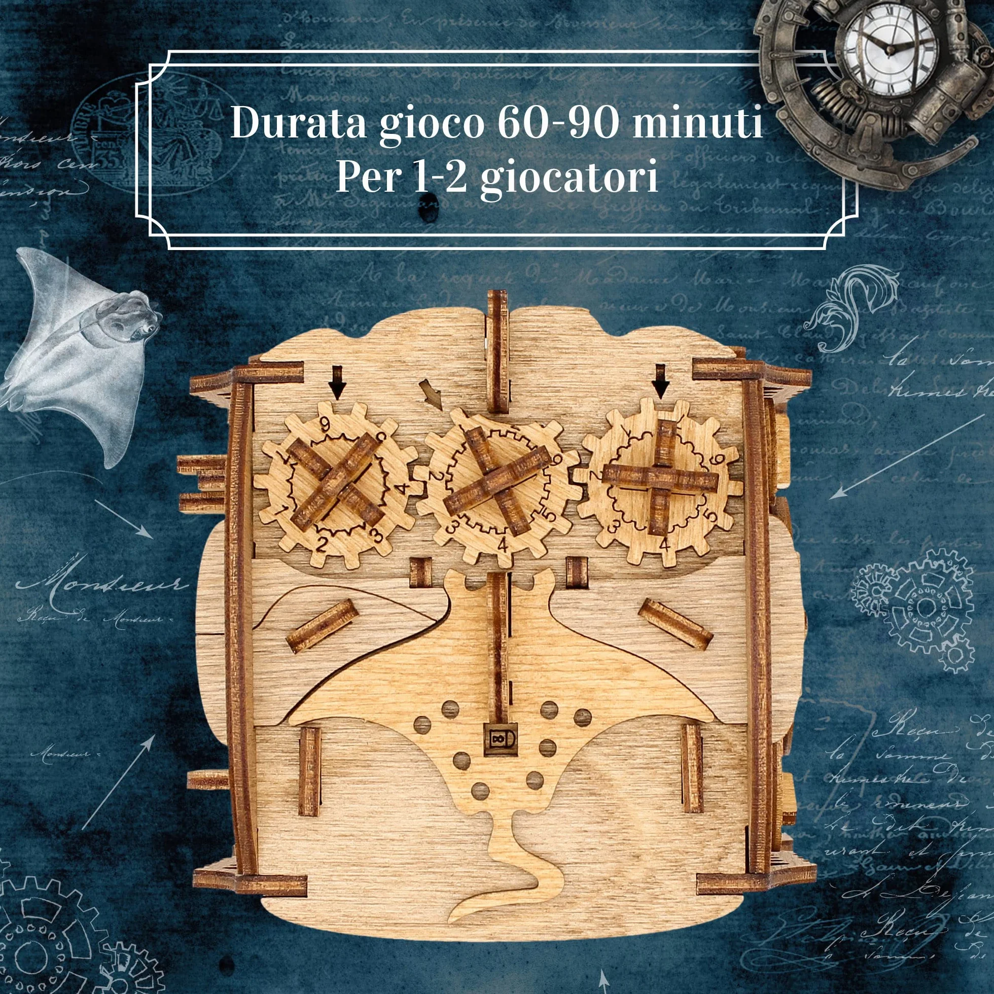 iDventure Cluebox - Nautilus del Capitano Nemo - Escape Room gioco in legno -Scatola rompicapo a Labirinto - Scatola regalo - regalo fidanzato - puzzle 3D - puzzle rompicapo - regalo per lui