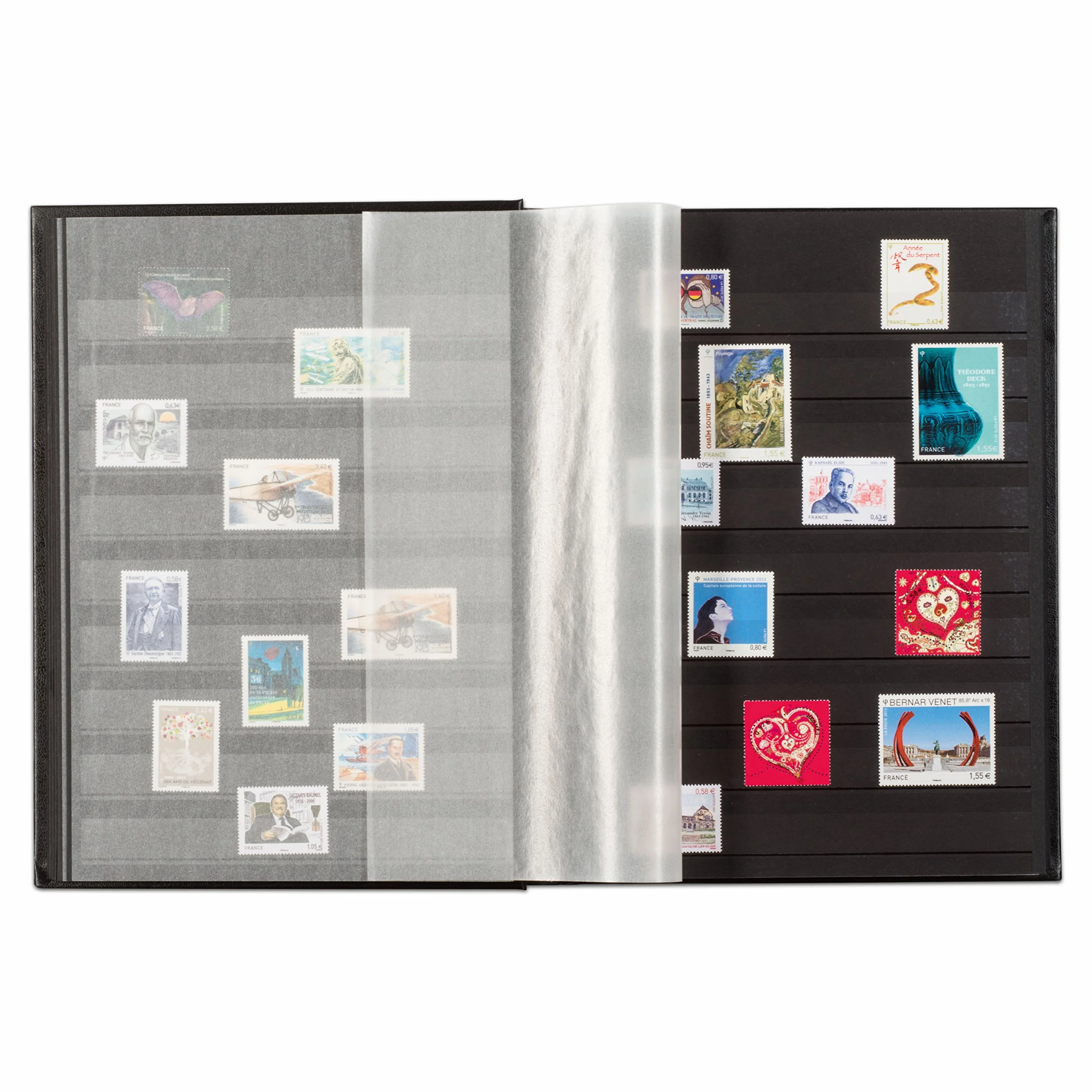 Leuchtturm 339233 Album per la raccolta dei francobolli Comfort - DIN A4, 32 pagine, strisce di vetro, copertina imbottita - blu