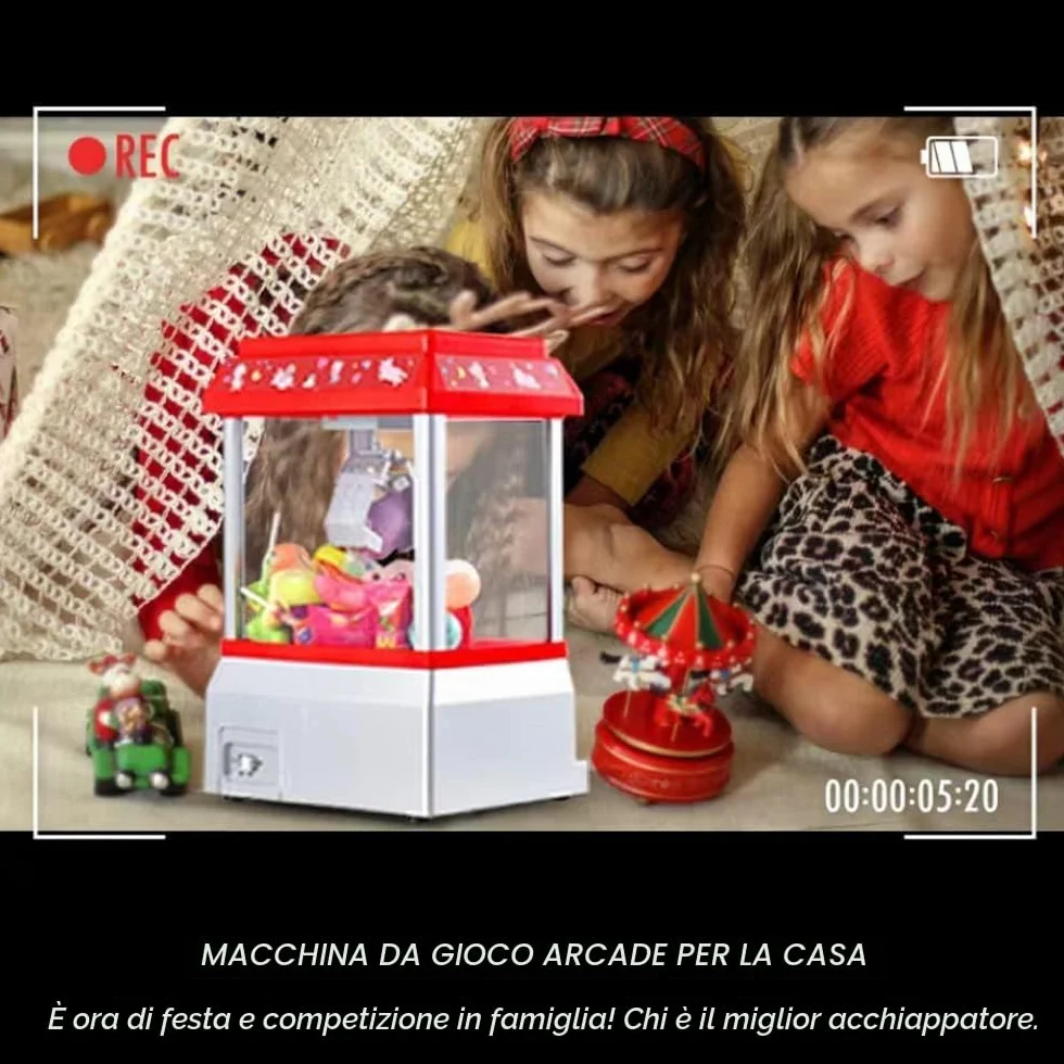 Macchina ad Artiglio per Bambini Caramelle Machine con 10 Bambole 24 Valuta di Gioco Mini Macchina per Artigli Grabber per Ragazzi e Ragazze