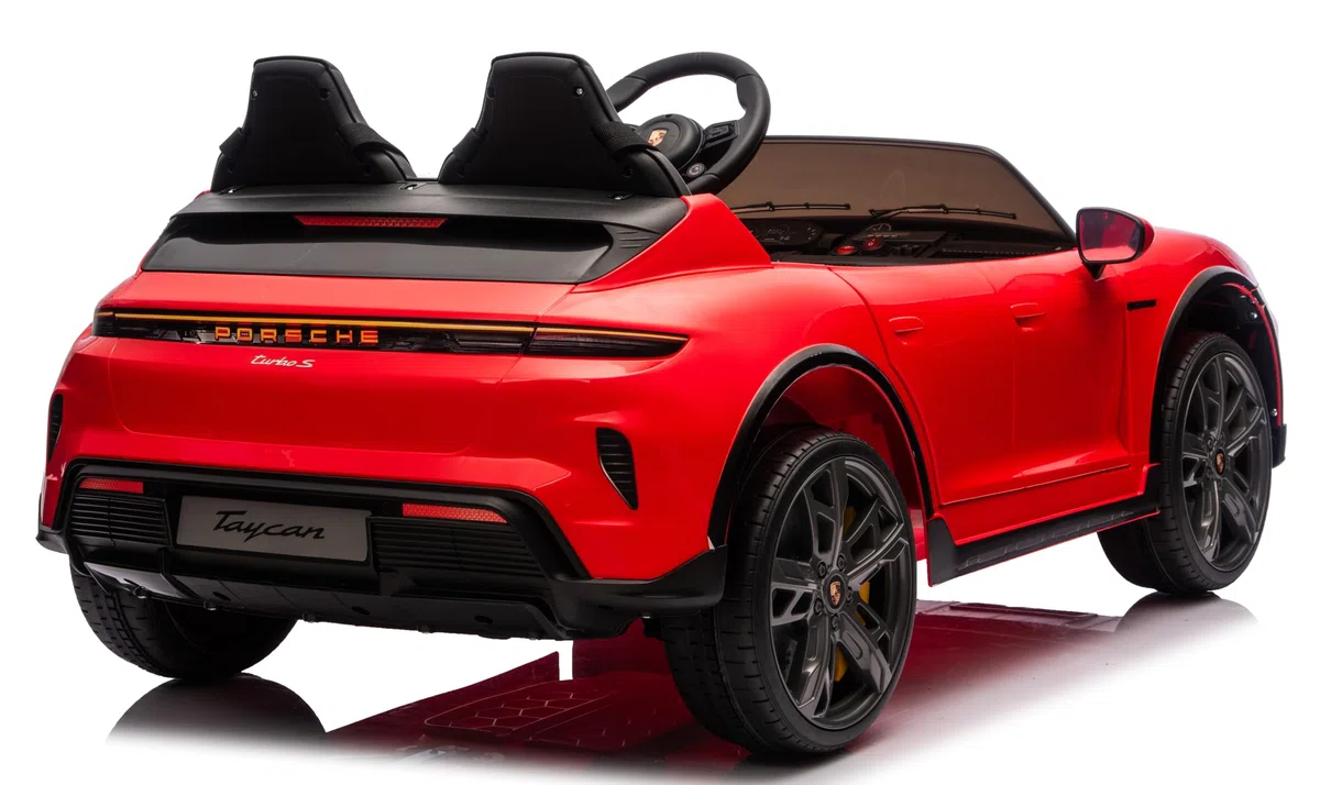 Porsche Taycan TurboS Auto Elettrica per Bambini 24V 2 Posti con Telecomando Luci LED Bluetooth Rosso
