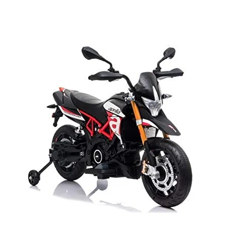 Aprilia Dorsoduro 12V Moto Elettrica per Bambini 2 Motori 45W LED EVA Sedile Pelle 3-6 Anni