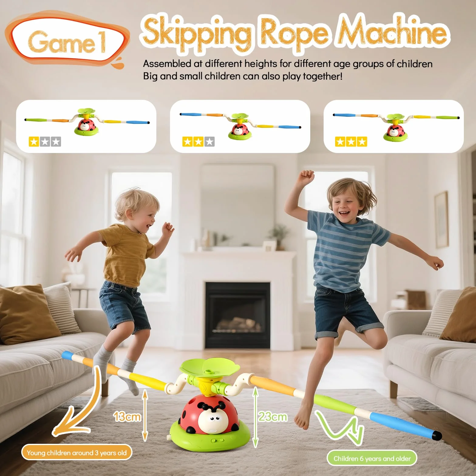 RoserRose 5 in 1 Giochi da Giardino per Bambini, Spara Razzi, Corda per Saltare, Lancio Anelli, Schivata e Salto, Giochi da Esterno con Telecomando, Giocattolo per Bambini 3 4 5 6 7 8 Anni