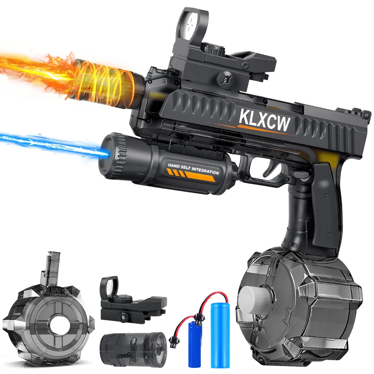 IEEILULU Pistola ad Acqua Elettrica, Electric Water Gun con Luce, Fucile ad Acqua Elettrico da 750 mL, Ideale per I Giochi di Tiro con Le Pistole ad Acqua (Nero-1)