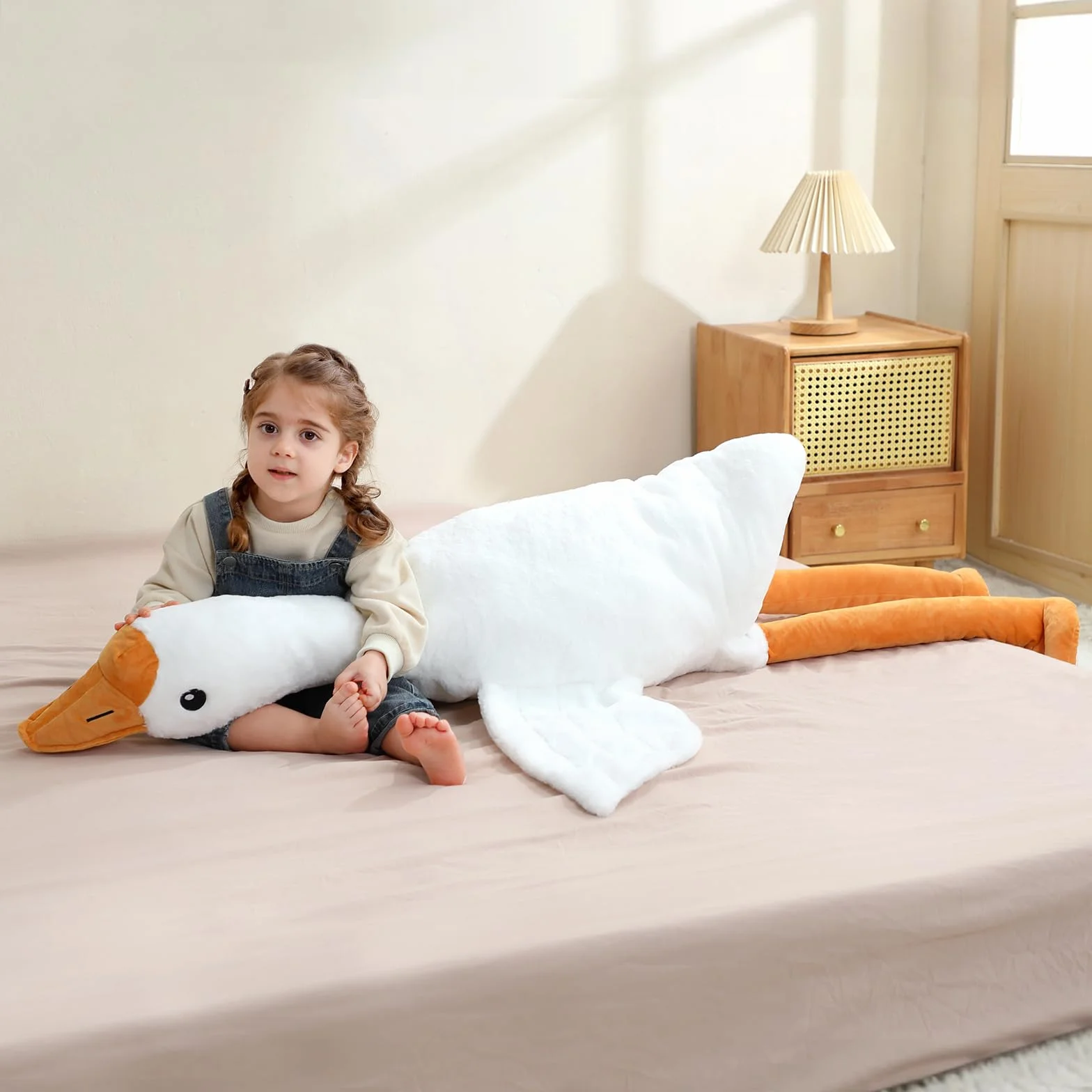 Peluche d'oca gigante da 130 cm, XXL, morbido e morbido peluche d'oca, grande anatra di peluche, per il compleanno dei bambini