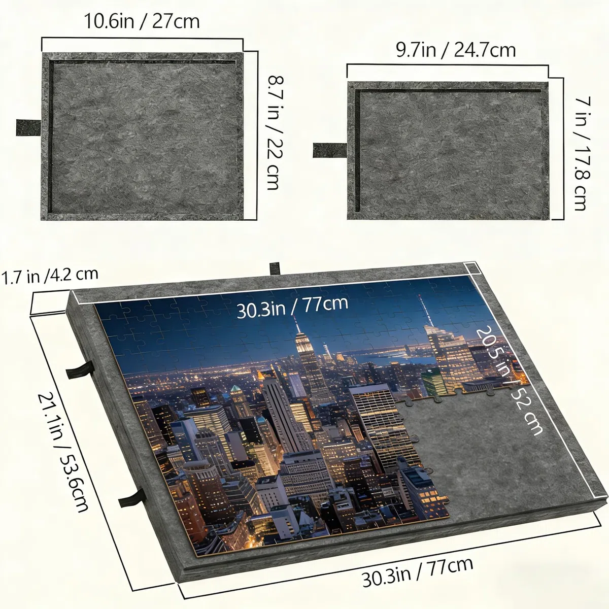 Tavolo Puzzle Pieghevole con 6 Cassetti, Tavolo da Puzzle Portatile in Feltro Grigio Scuro per 1000 Pezzi, 77x53.6x4.2cm, per Conservazione e Trasporto