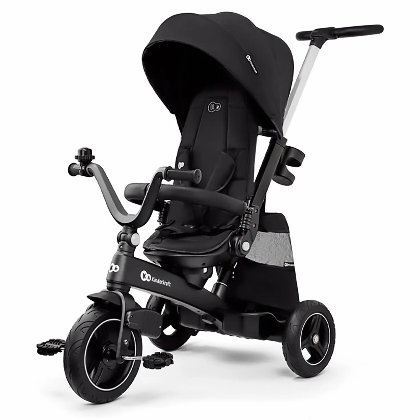 Kinderkraft Triciclo Evolutivo EASYTWIST, sfoderabile, sedile girevole a 360 gradi, 9 mesi a 5 anni, nero