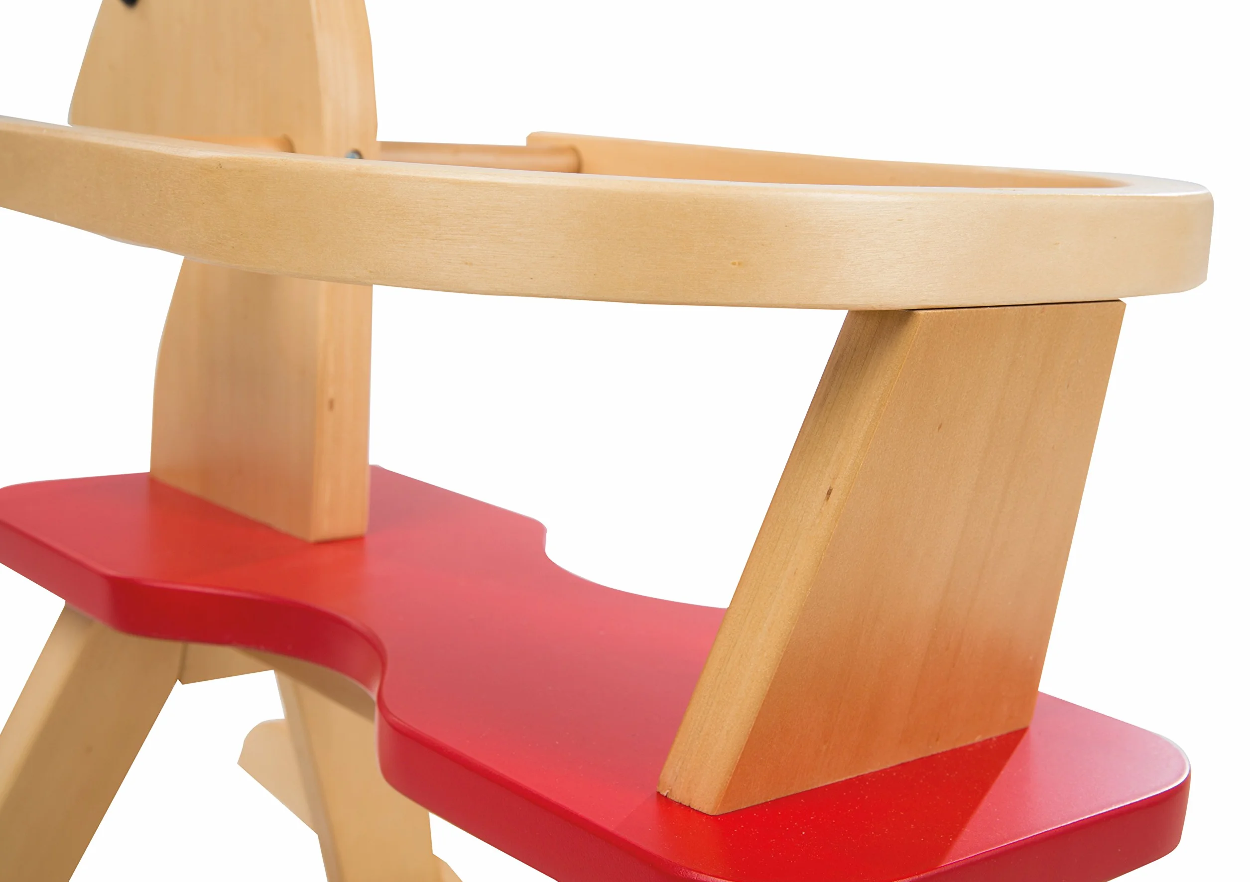 roba Cavallo a Dondolo per Bambini - Anello di Protezione Rimovibile - dai 12 Mesi in Su - Ideale come Regalo di Compleanno e Natale - Legno Massiccio - Sedile Rosso