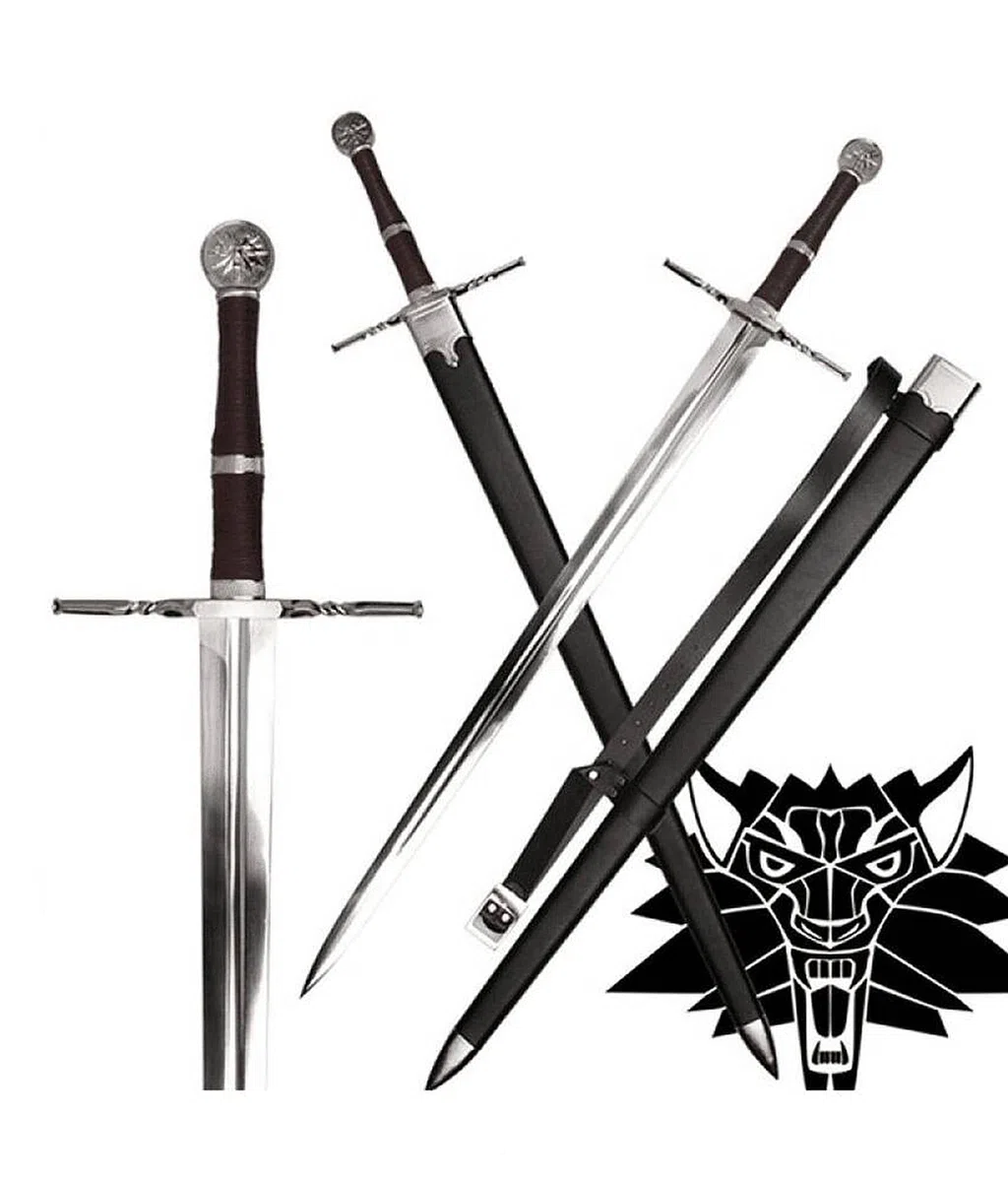 57 SPECIAL REPLICAS Replica di spada decorativa – Pada Geralt 126 cm con fodero – Lama in acciaio inox – Impugnatura in legno e cuoio – The Wither – Spada da collezione o esposizione – ZS637