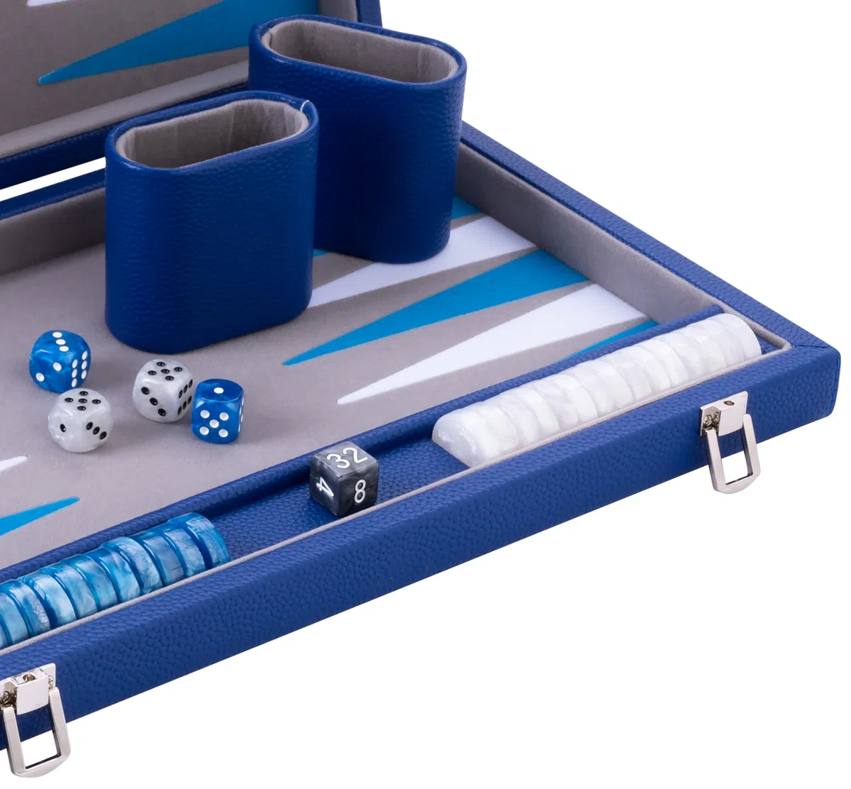 Engelhart - 250521 - Backgammon Deluxe 15" (38 cm) - Gioco di Strategia in Valigetta Elegante - Similpelle, Feltro, Pedine e Dadi Perlati
