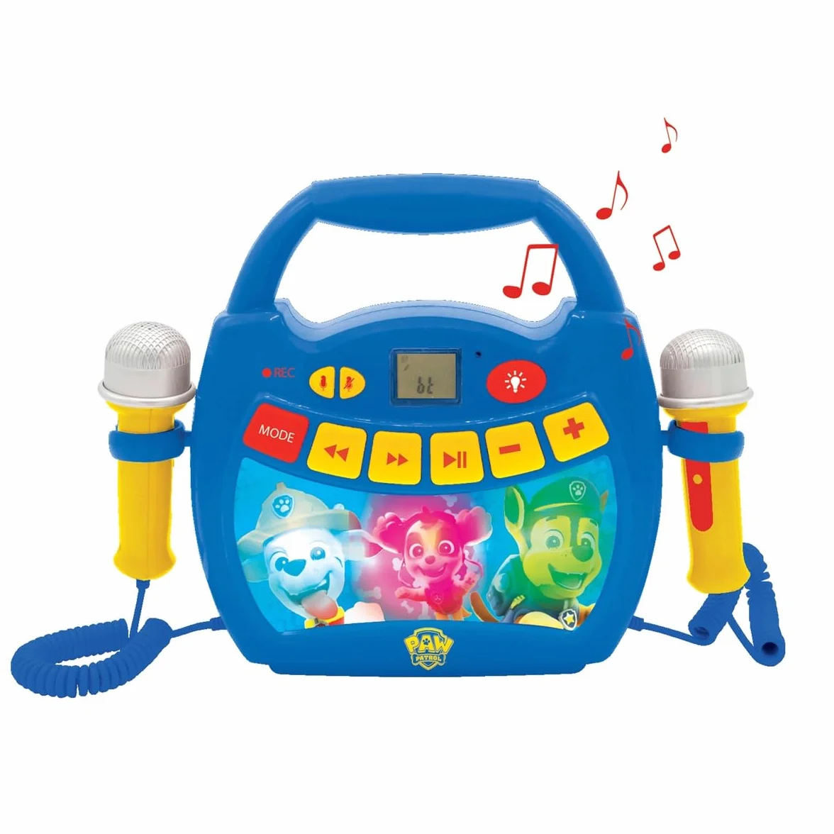 Lexibook – Paw Patrol - Lettore Musicale Karaoke Portatile per Bambini - Microfoni, Effetti di Luce, Bluetooth, Blu/Rosso, MP320PAZLXB