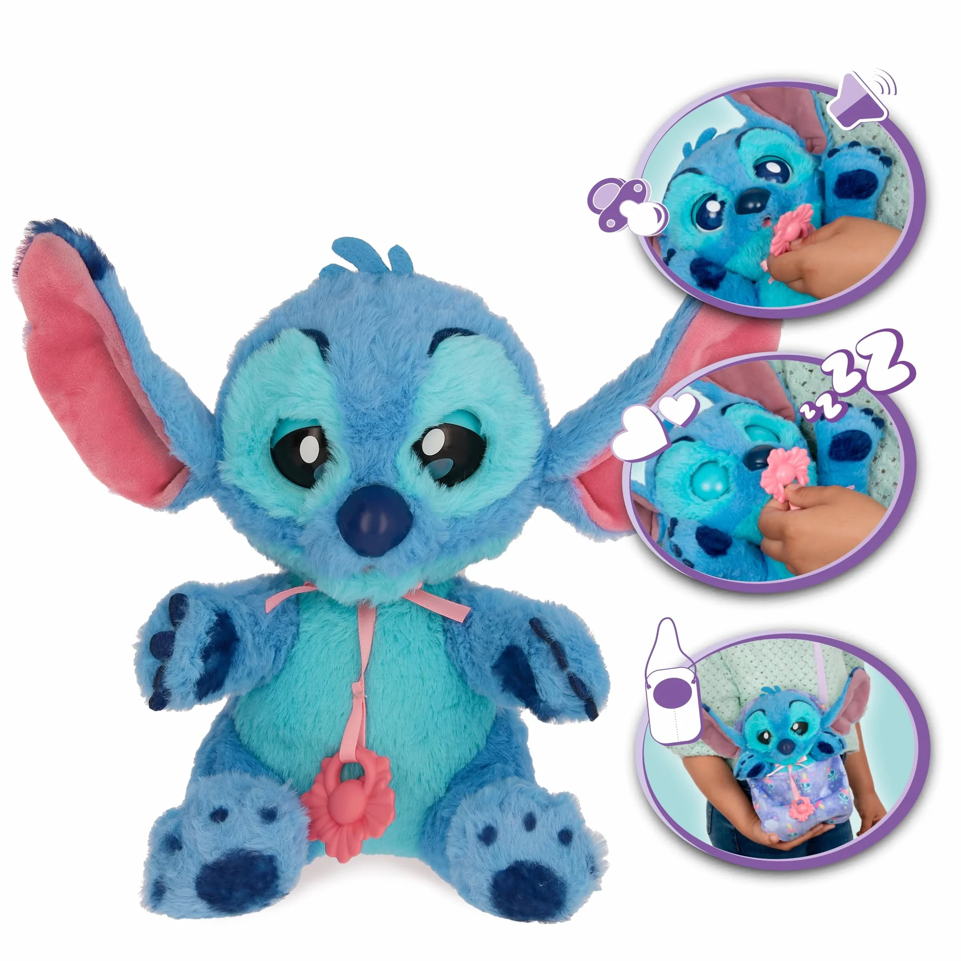 BABY PAWS Stitch Cucciolo Interattivo di Peluche per Bambini con Suoni e Occhi che si Muovono