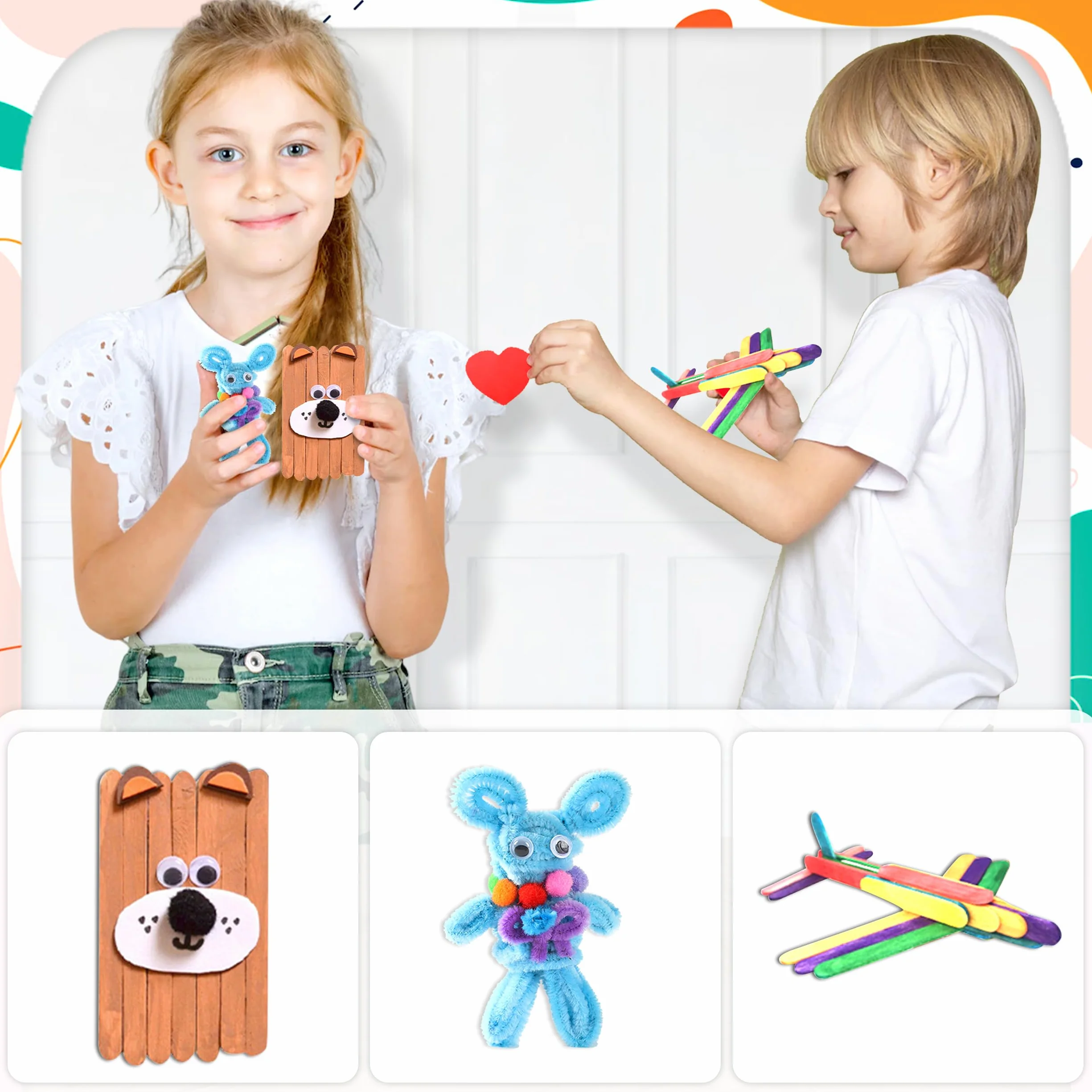 Kit Lavoretti Creativi per Bambini 3000+ Pezzi con Scatola di Archiviazione - Viola
