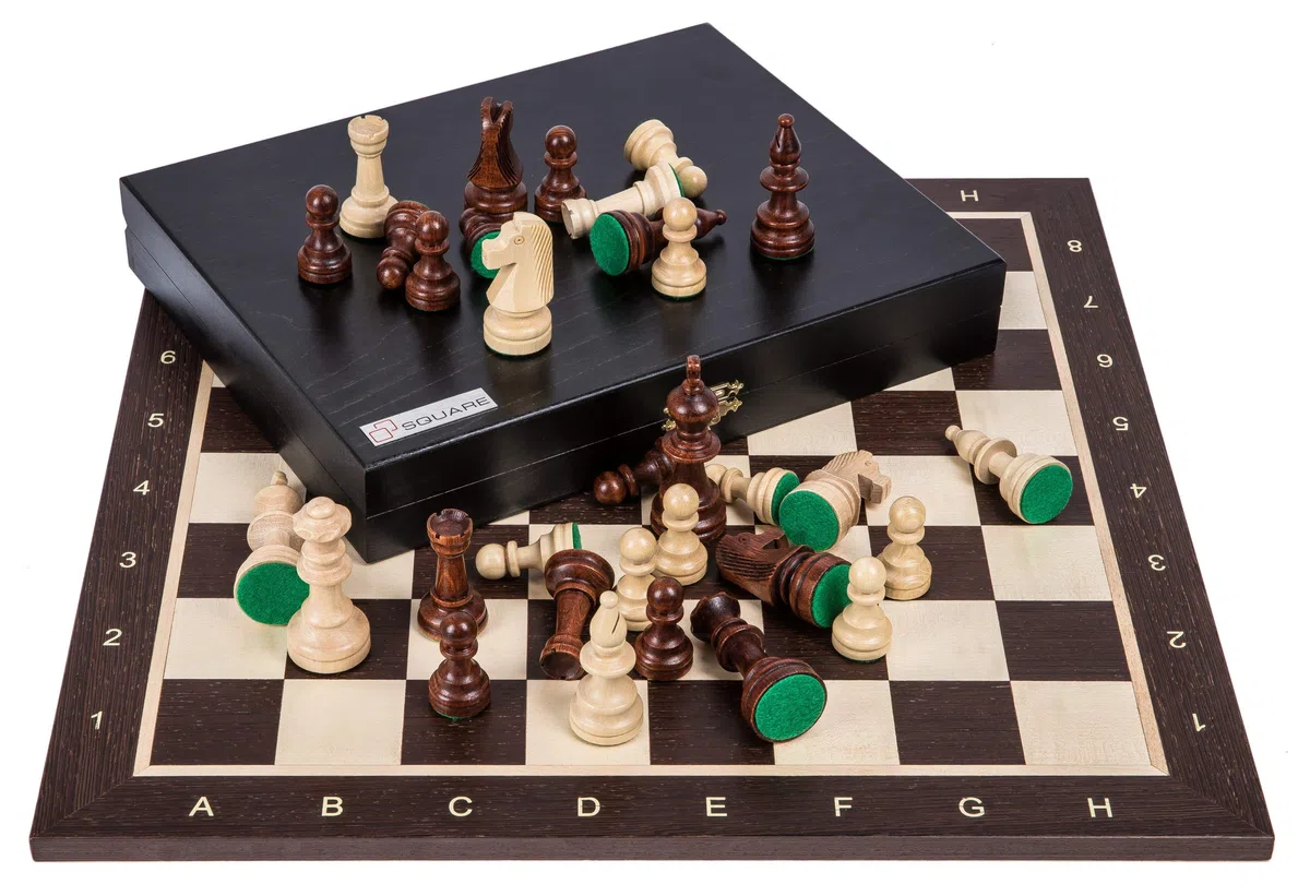 SQUARE - Pro Scacchi in legno Set No 5 - Wenge LUX - Scacchiera in legno + Staunton 5
