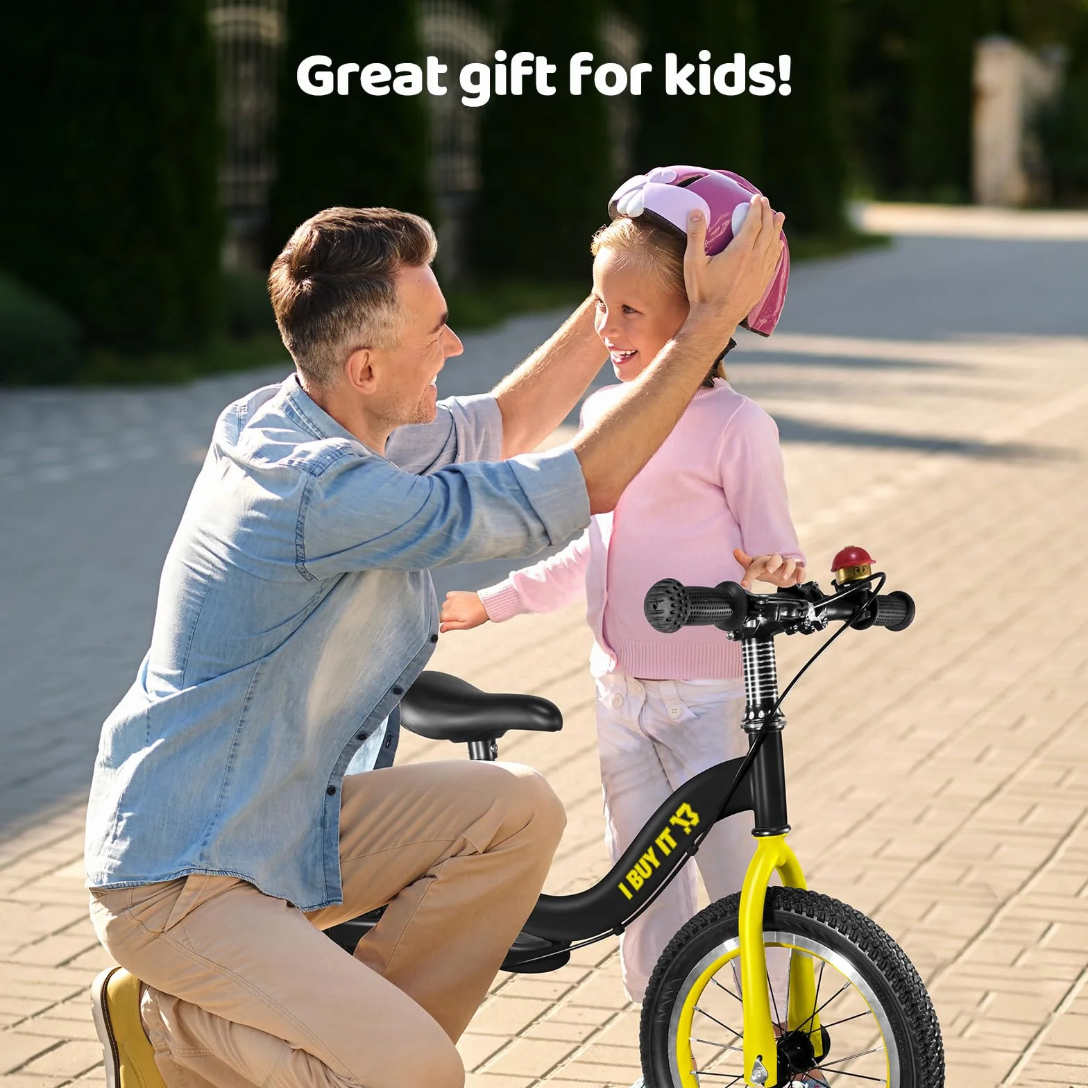 Bicicletta da 14/16 pollici a partire da 3 4 5 6 7 anni ragazzi ragazze ruote regolabili per bambini con freno e supporto, bicicletta per bambini senza pedali con pneumatici e poggiapiedi