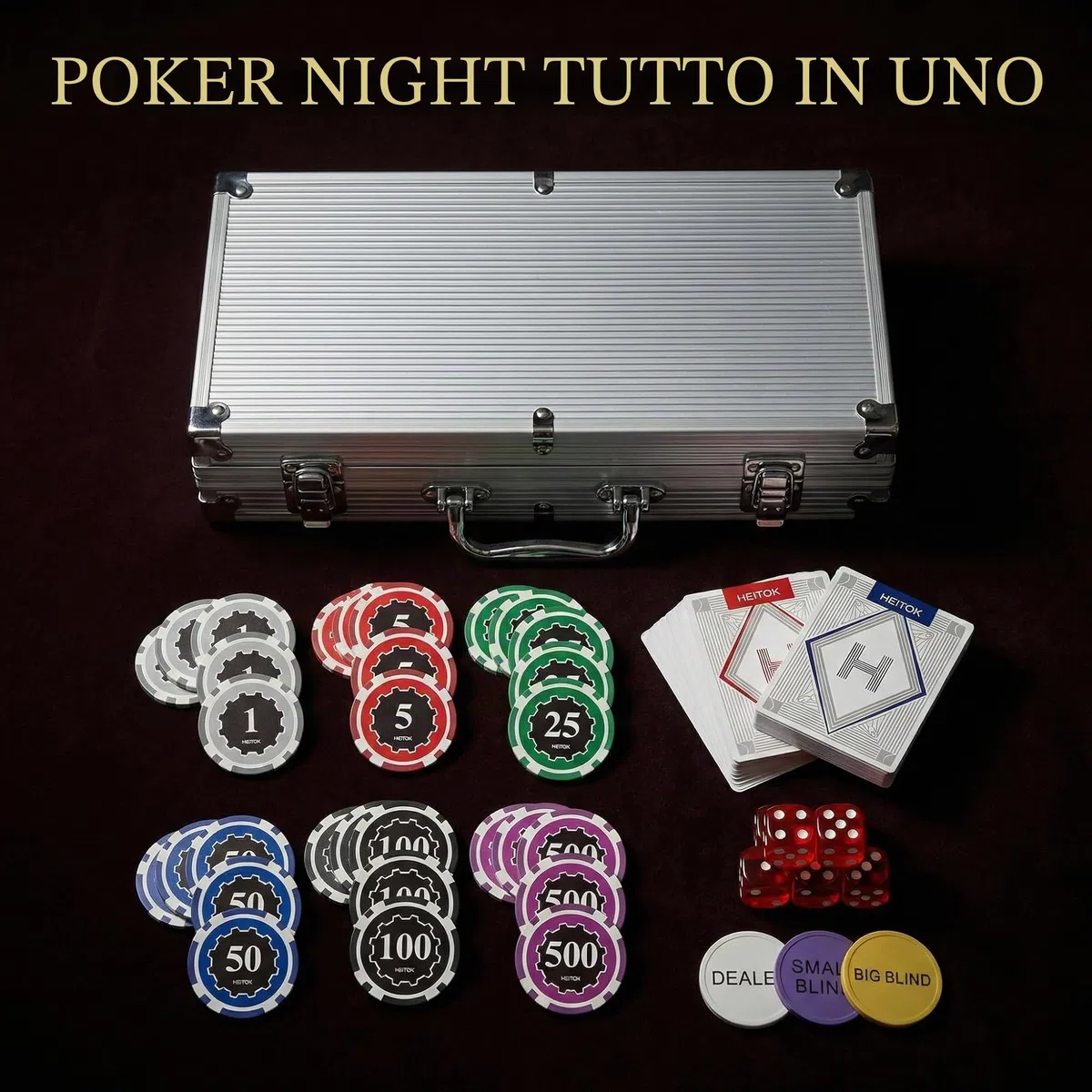 Set Poker 300 Fiches 11,5g Nucleo Metallo - Valigetta Alluminio per Texas Hold'em Professionale