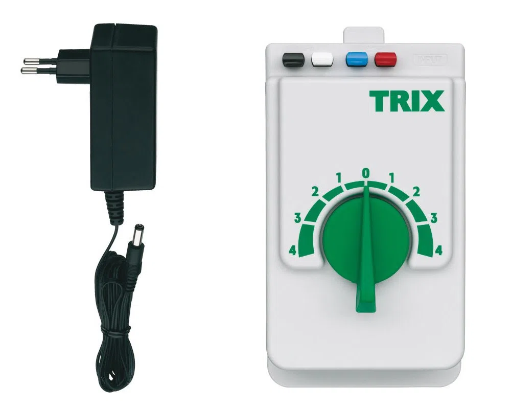TRIX 66508 Carrello con Alimentazione Trix H0 - Funzionamento con un solo pulsante - 4 livelli di regolazione della velocità - Alimentazione: 230 Volt - Prodotto di ottima qualità