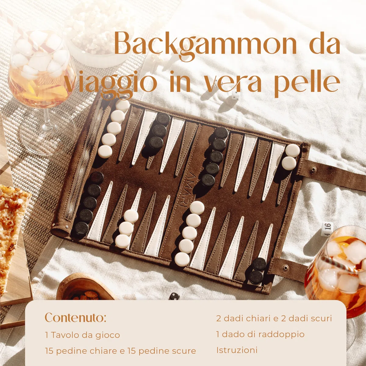 Amari Backgammon Backgammon Travel Travel Travel - Back Gammon, Set di valigie da Backgammon da Viaggio in Pelle