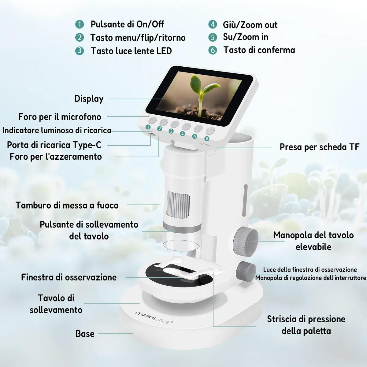 Microscopio 3 in 1 per Bambini, Microscopio Portatile Multifunzionale per Piccoli Esploratori, Ingrandimento 100X–1000X, con Scheda SD da 32 GB, Il Regalo Perfetto per Scoprire il Mondo Invisibile