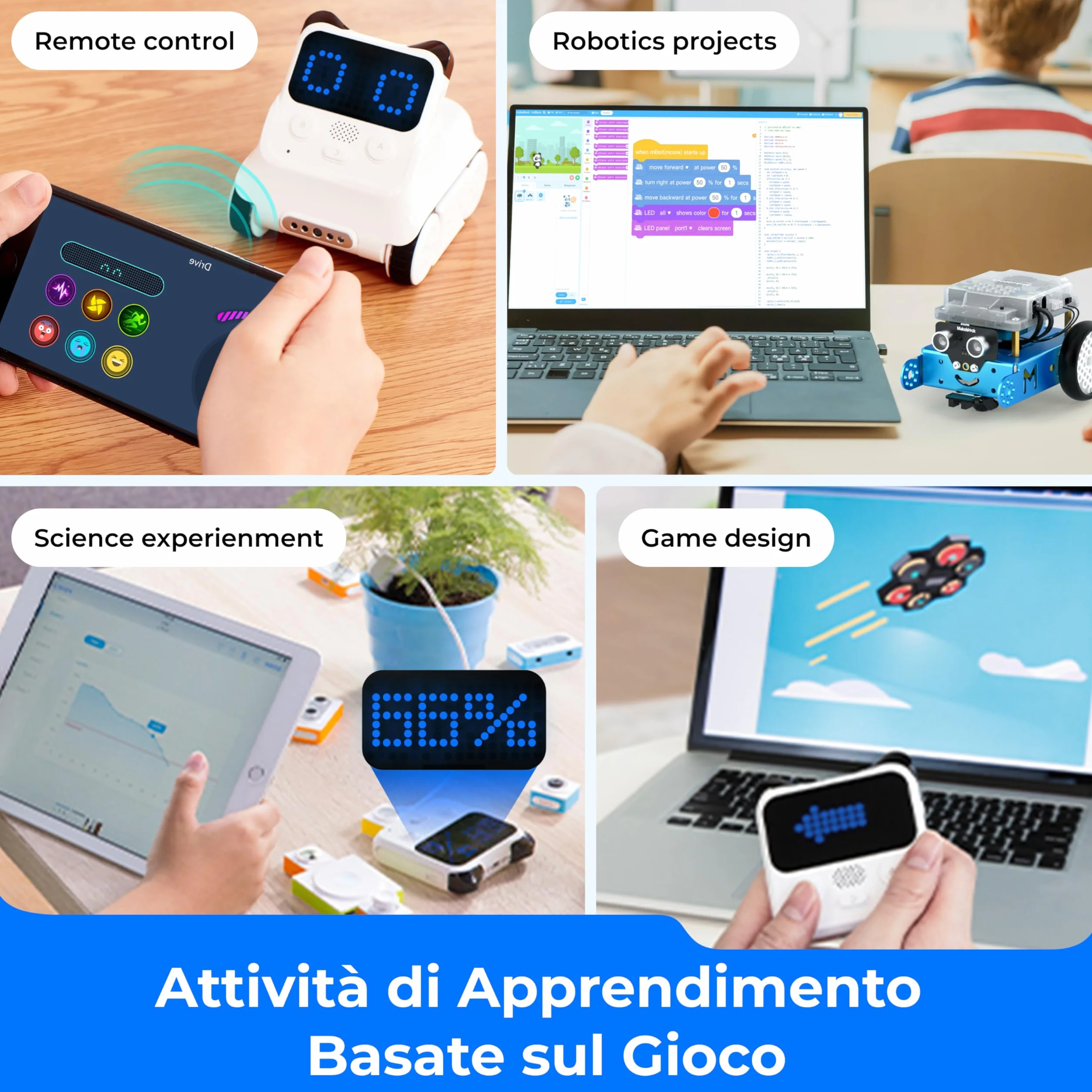 Makeblock Codey Rocky Coding Robot Giocattolo, Emo Robot Intelligente, Stem Robot Programmabile Interattivo Regalo per Bambini 6 Anni+