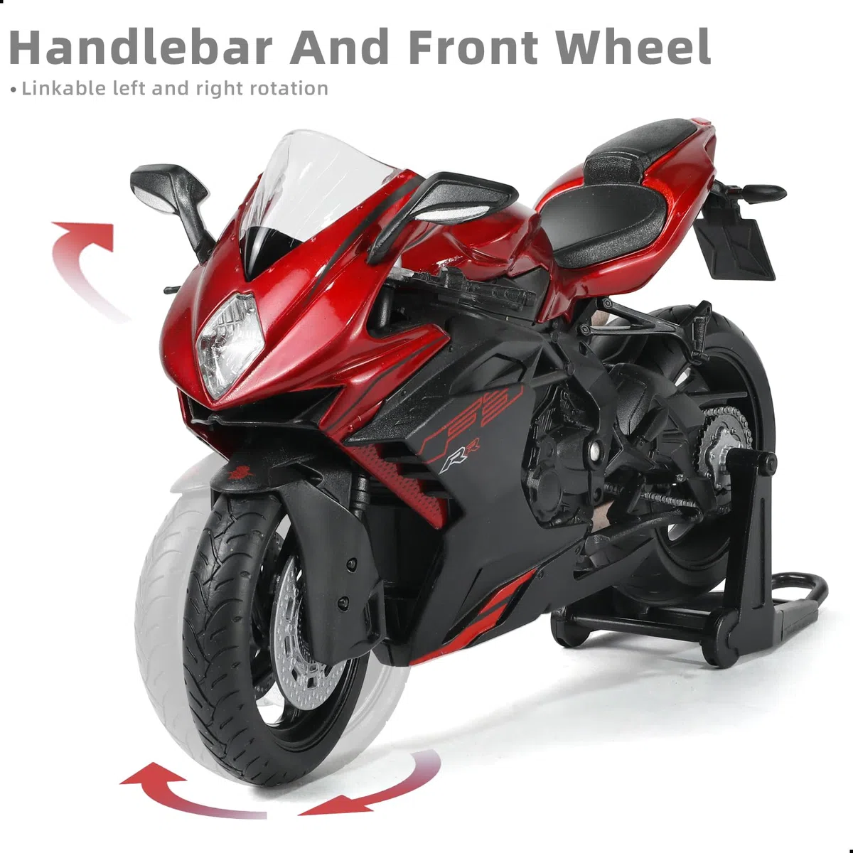 1/12 moto giocattolo giocattolo compatibile per MV Agusta F3 RR in lega pressofusione modello nessun assemblaggio richiesto mini-racing moto collezione adulto (rosso)