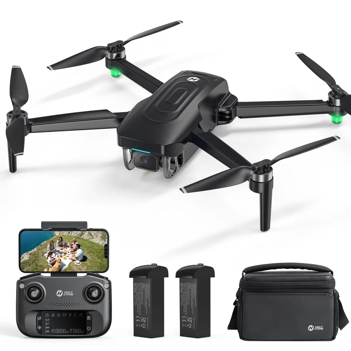 Holy Stone HS175G Drone con Telecamera 8K, Motore Brushless, 60 Minuti di Volo, GPS e Ritorno Intelligente, Drone con Telecamera 4K Professionale, Modalità a 2 Velocità, Batteria Ricarica Rapida, C0