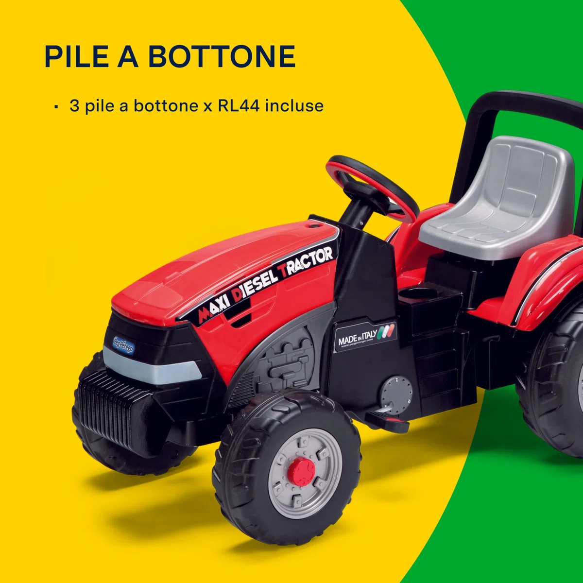 PEG Maxi Diesel Tractor Trattore a Pedali per Bambini con Rimorchio Rimovibile Sedile Regolabile
