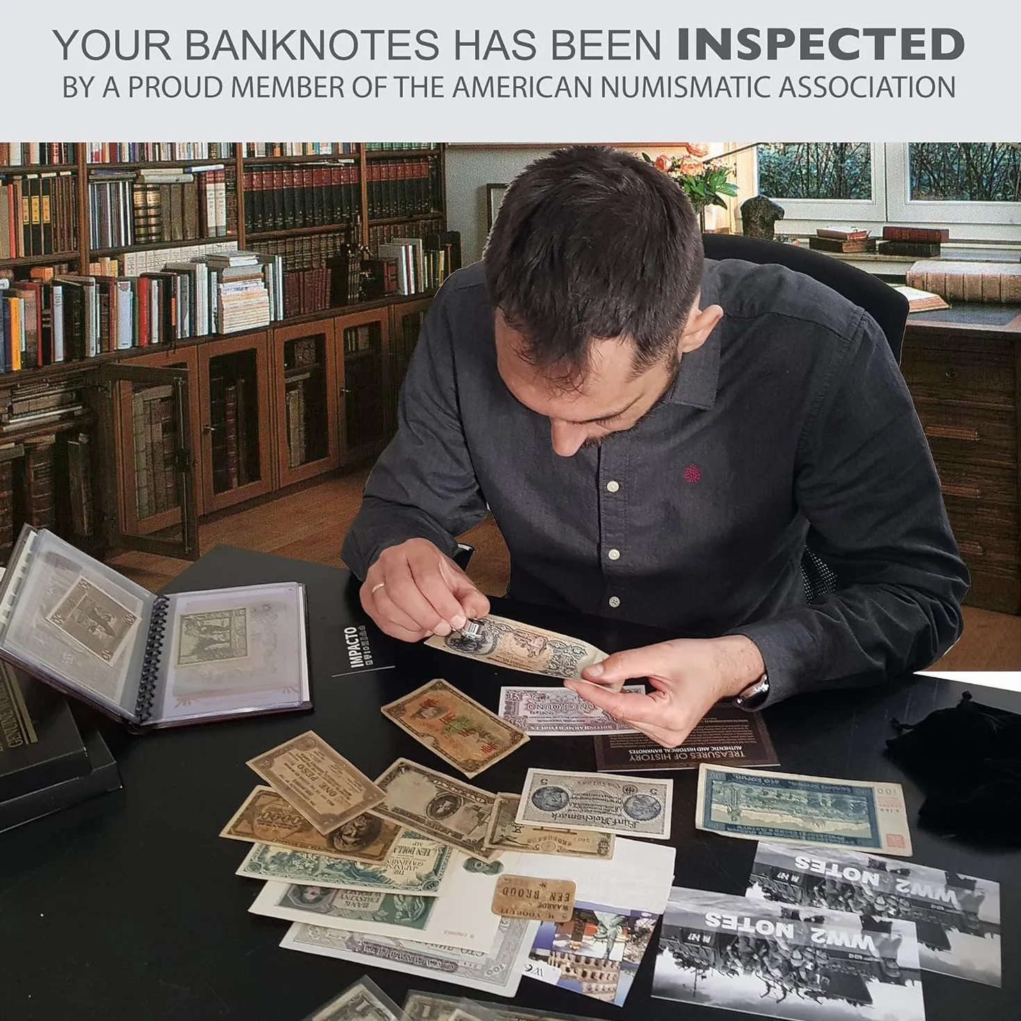 IMPACTO COLECCIONABLES | Collezione di 50 Banconote Autentiche del Mondo – Senza Duplicati, Fuori Corso e provenienti da Diversi Paesi | Ideale per Collezionisti, Include Certificato di Autenticità