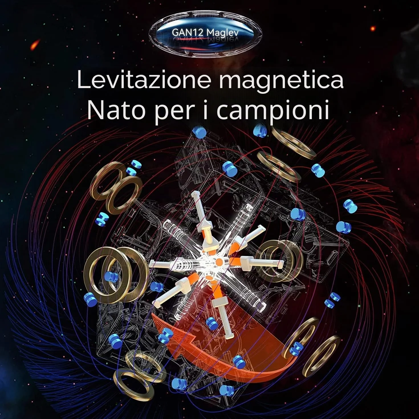 GAN12 Maglev Cubo di Velocità Professionale 3x3 Speed Cube, 64 Punti Magnetici, Cubo Magnetico con Auto-Allineamento a 35°, 36 Sensazioni di Rotazione Regolabili, Ideale per Avanzati e Regalo(Frost)