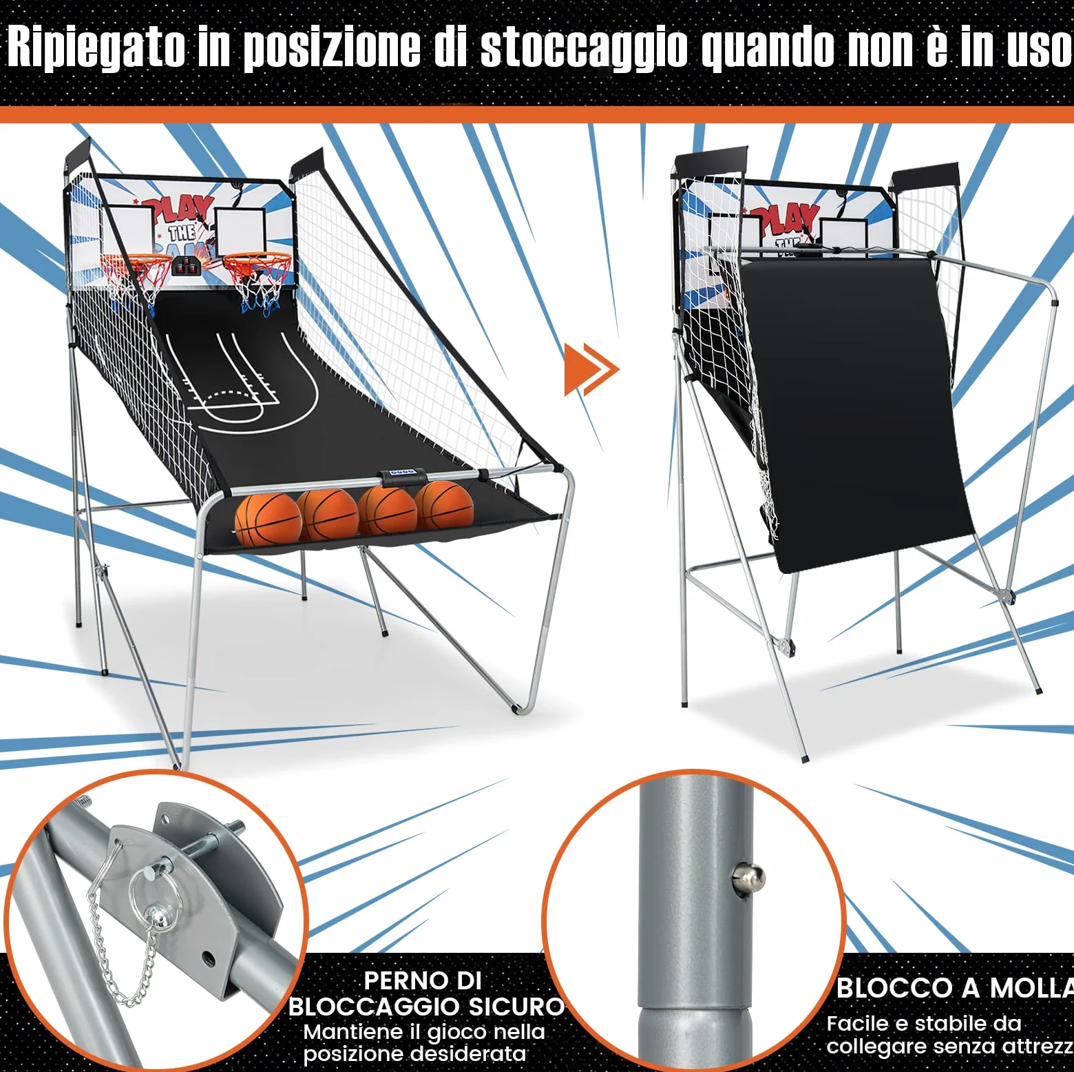 COSTWAY Macchina da Pallacanestro Elettronica, Canestro Basket da Camera a Doppio Tiro Pieghevole con Punteggio Elettronico, 4 Palle, 8 Modalità di Gioco e 2 Canestri (Bianco)